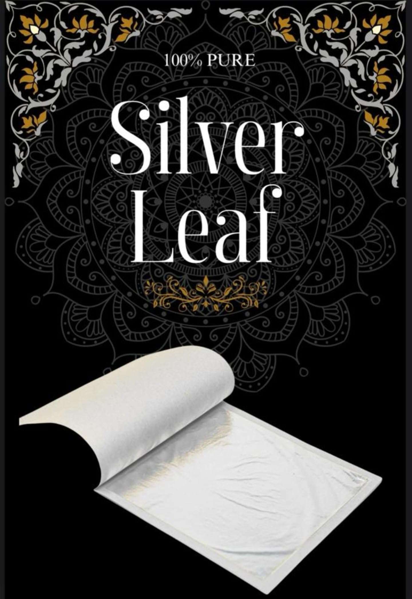 SGLS Edible Silver Leaves 15.pcs Vark,varakh,5"× 3"inches waraq for Sweets Decoration,Cakes Decoration,Jain Temple,ayurvedic madicine,face Facial spa,serums,chyawanprash etc 15.Sheets 1