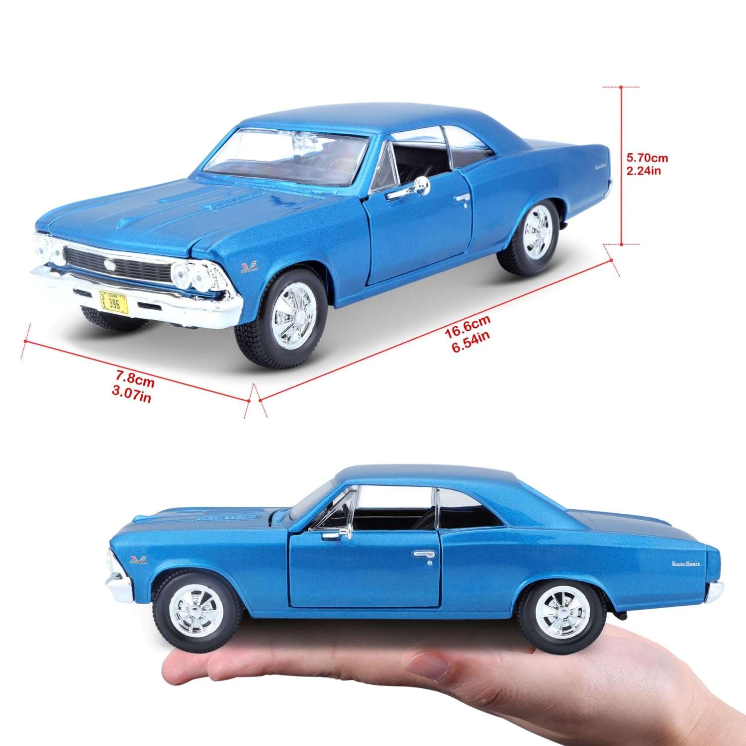 Maisto 1:24 1966 Chevy Chevelle SS 396 Model Car, Multicolor 6