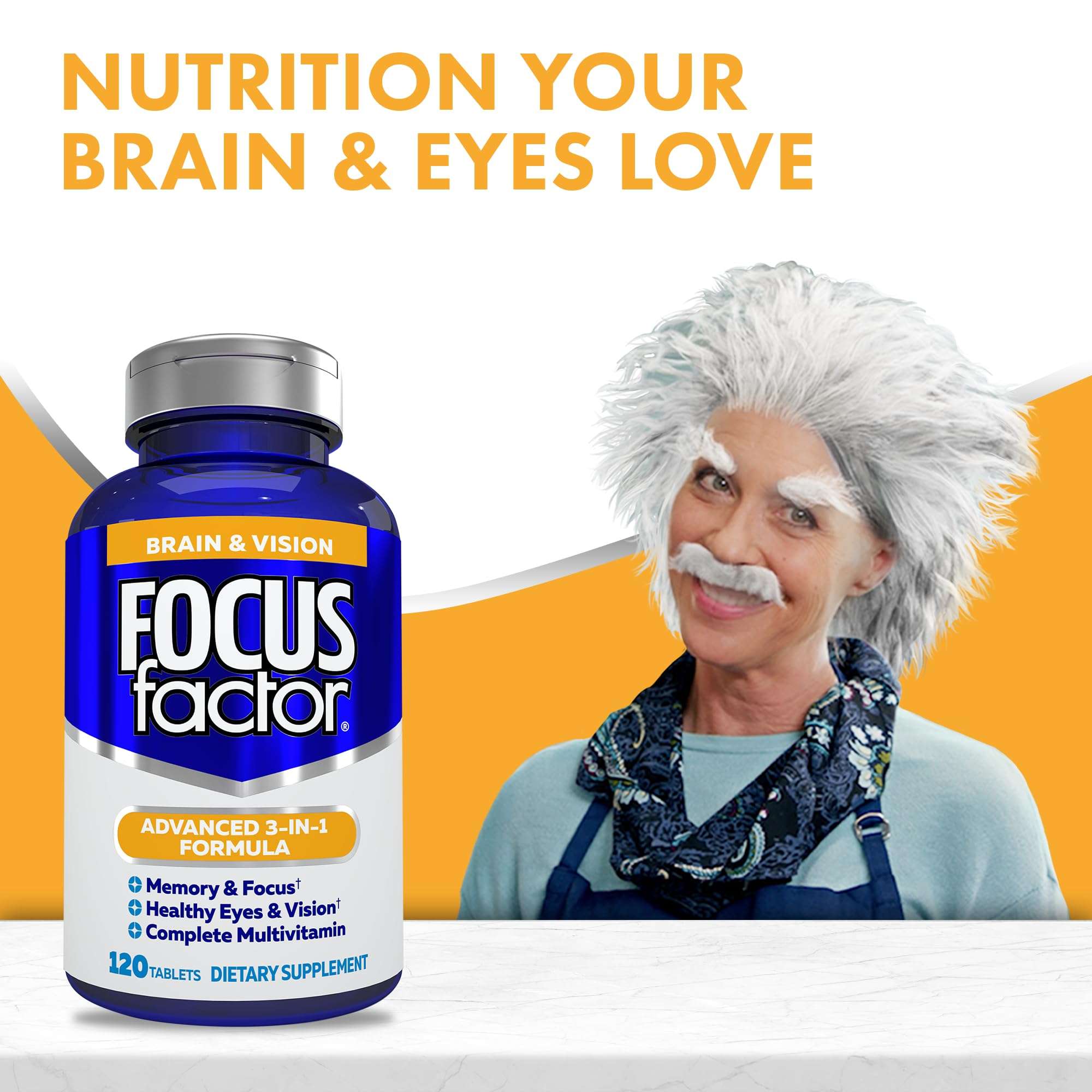 Focus Factor Adults Brain and Vision Supplement, 120 Count - Eye Vitamin, Mineral Supplement & Complete Multivitamin w/Lutein & Zeaxanthin – Brain Supplement for Focus, Concentration, Memory 2