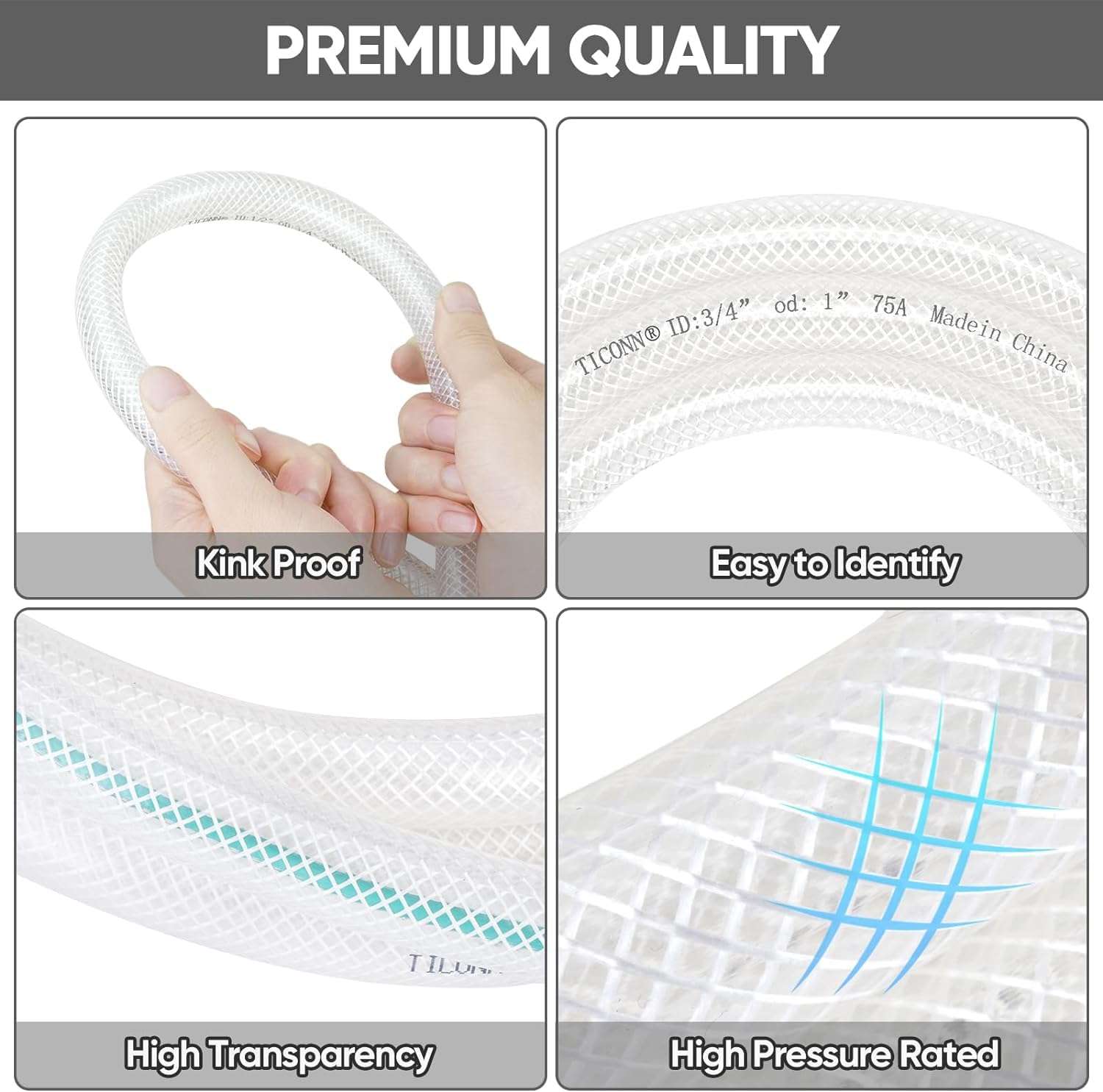 Tramp & Badger 1/2" Inch(12mm)5 Meters(16.5 feet)Transparent,3 Layered Heavy Duty Braided Water Hose Pipe for Watering Easy to Connect, Garden, Car & Floor Wash, Pet Bath,10 Year Replacement Warranty 6