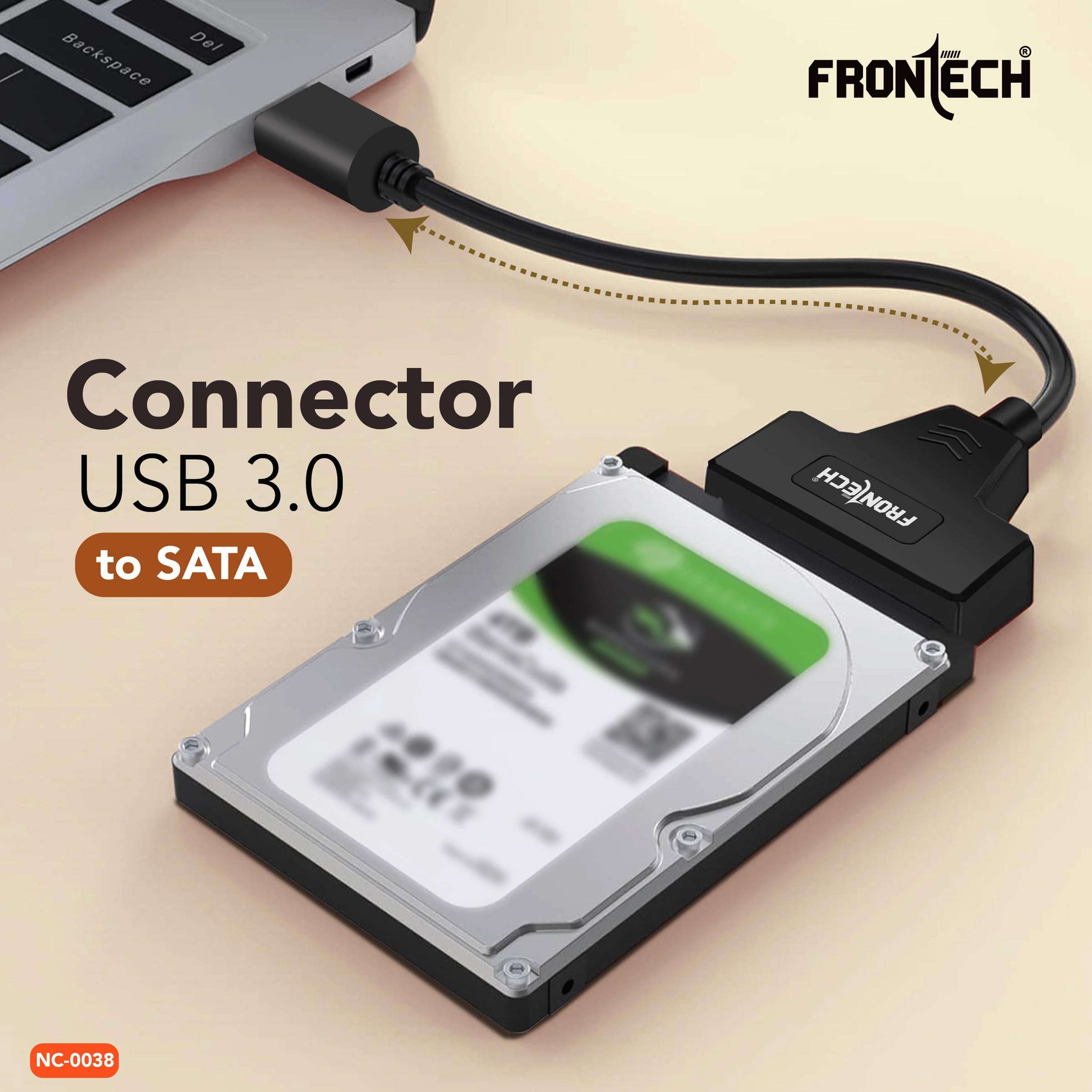 FRONTECH USB 3.0 to SATA Adapter for 2.5 HDD/SSD with Plug & Play, Durable Material, Super Fast Transfer, Black (NC-0038) 3