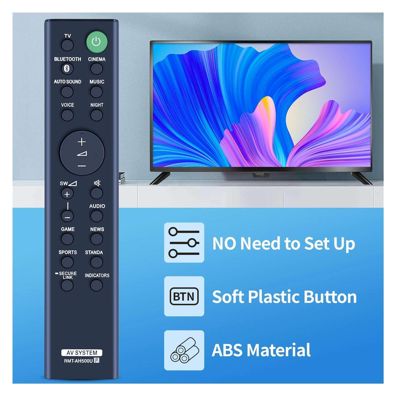 Remote Control RMT-AH500U fit for Sony Sound bar HT-S350 HT-SD35 SA-WS350 SA-S350 SA-WSD35 SA-SD35 New 4