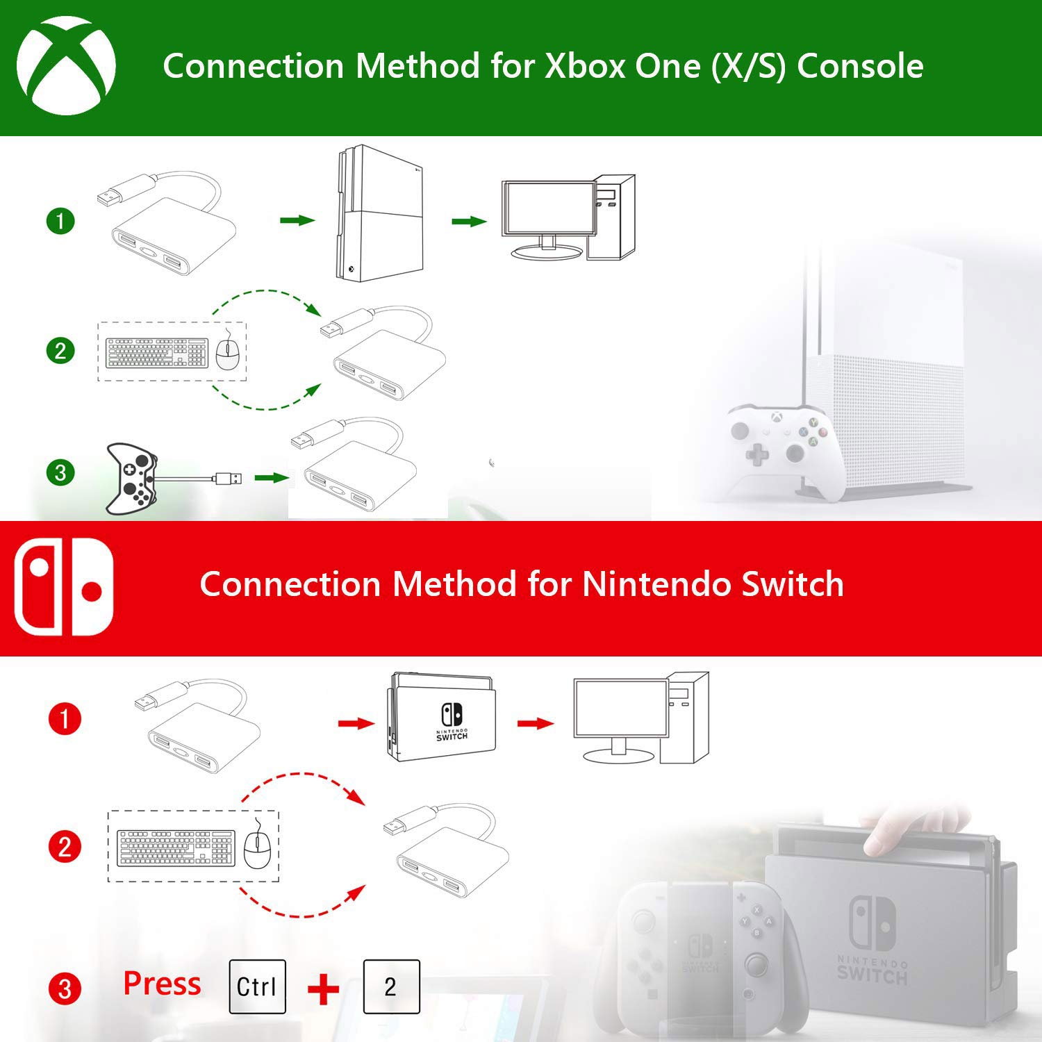 PS4 Keyboard and Mouse Adapter - PS3, Xbox One, Switch Compatible 5