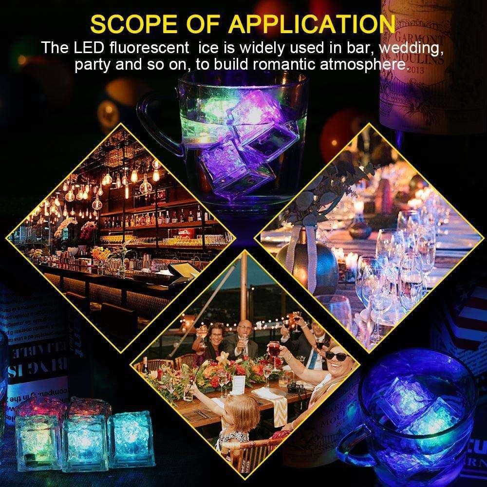 Polychrome flash ice 12 Pack Multi-Color Light-up LED Water Activated Ice Cubes for Drinks | Waterproof and Safe Plastic 4