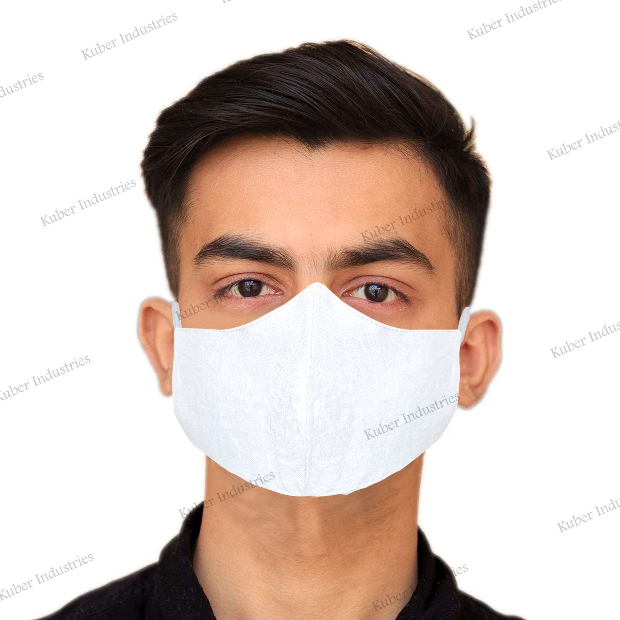 Kuber Industries 100% Cotton 2-Layer Reusable Anti Pollution Mask (Pack Of-20 White)-MASK46269 3