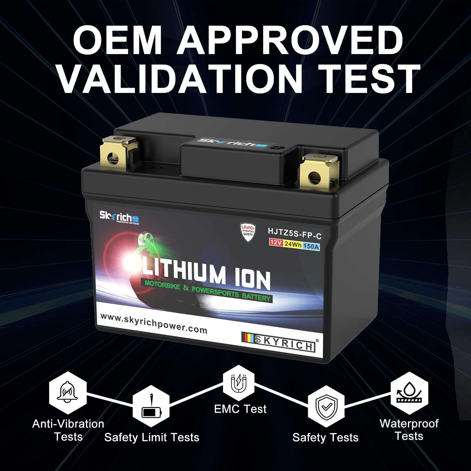 Skyrich HJTZ5S-FP-C Lithium Motorcycle LiFePO4 Battery,12V 2Ah 120A,KTM TRIUMPH,79111053000,T2504269,T2502919,Genuine OEM Part,EUDURO, Motocross, Freeride, Offroad, Dirt Bikes,Powersports 6