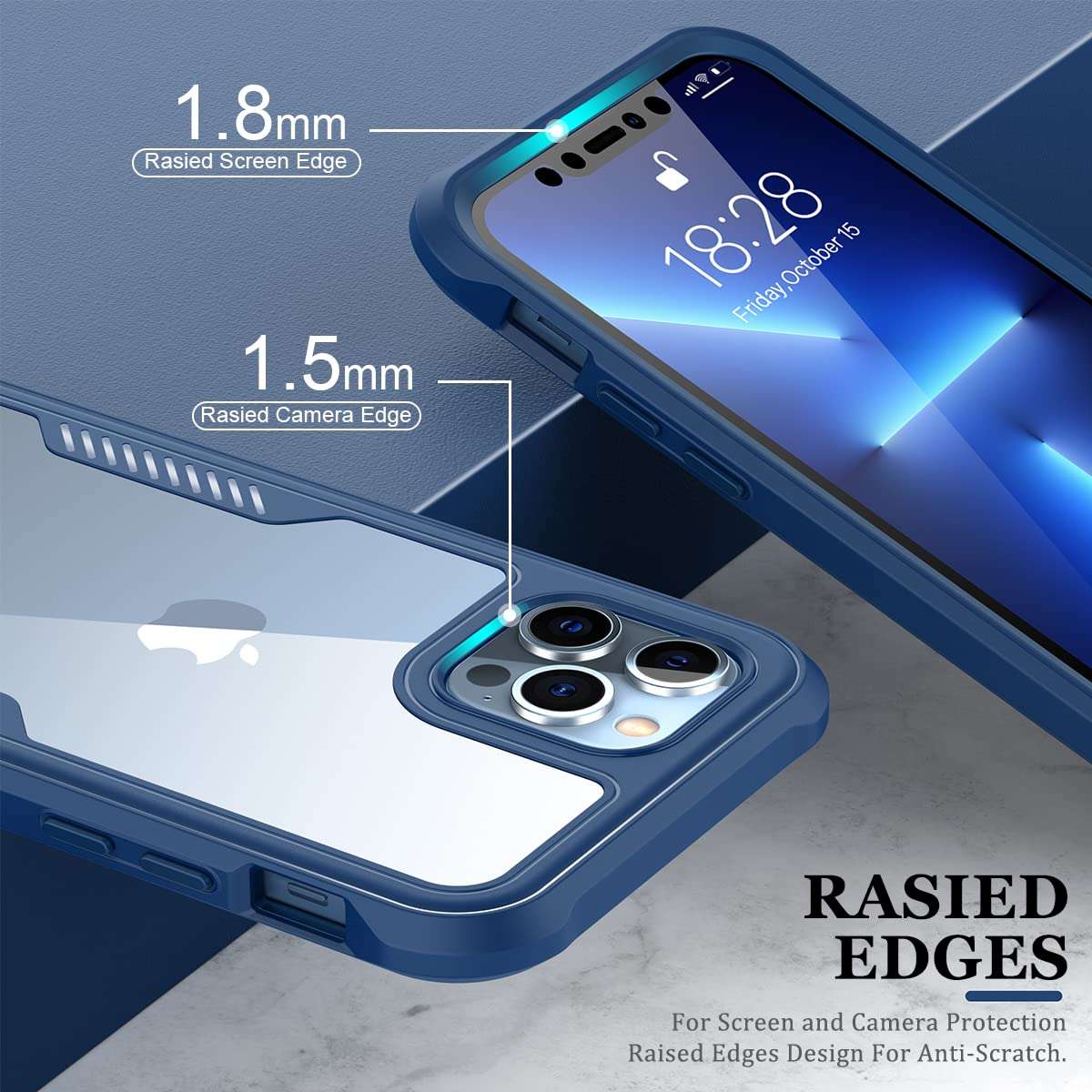 FUNMIKO for iPhone 13 Pro Max Case with Screen Protector,Mili-Grade Heavy Duty Protection Pass 21ft. Drop Tested Slim-fit Clear Cover Protective Phone Case for Apple iPhone 13 Pro Max 6.7" Black 5