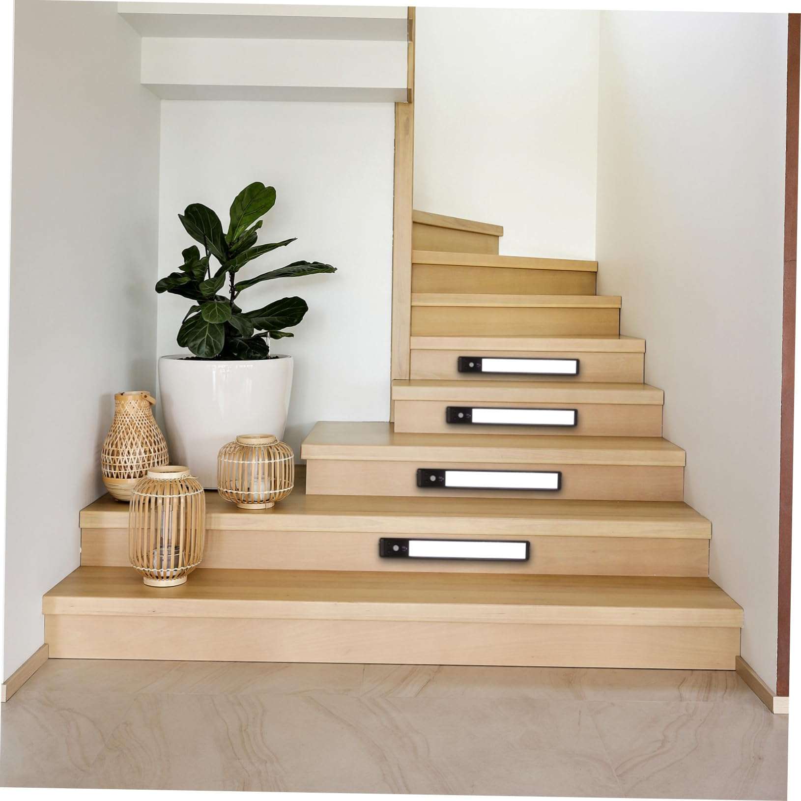 DECOMELODY 4 Pcs Motion Activated Cabinet Lights High Brightness LED Under Lights for Kitchen Hallway Stairway and Bookshelves Versatile Lighting with Easy Operation and Use 5