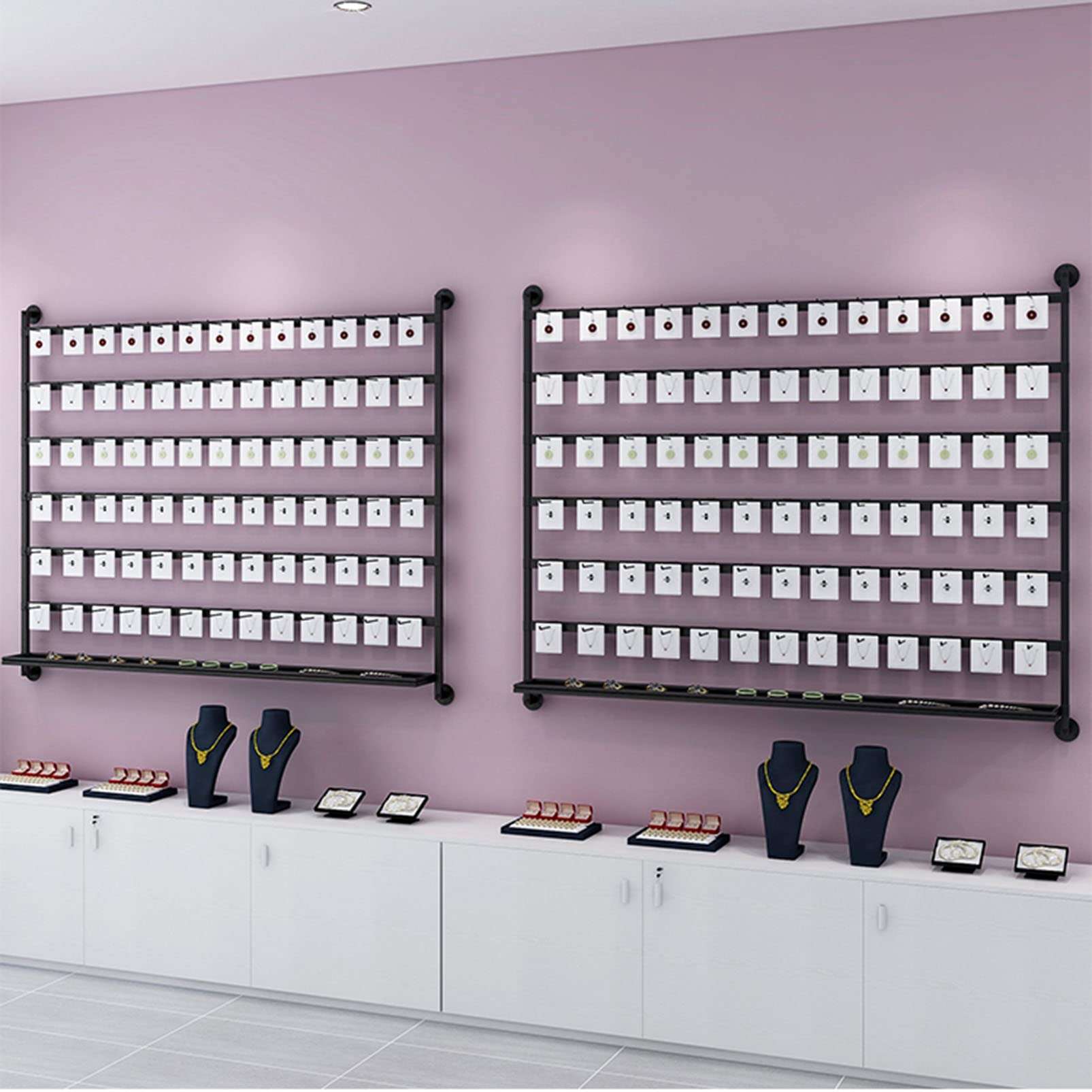 Ribbon Storage Stand Holder Organizers Wall Mounted Earring Holder Keyring shelf, Hanging Jewelry Organizer Necklace Holder Earring Hanger, Retail Shelves Sock storage Stand with Hooks, Metal Display 6