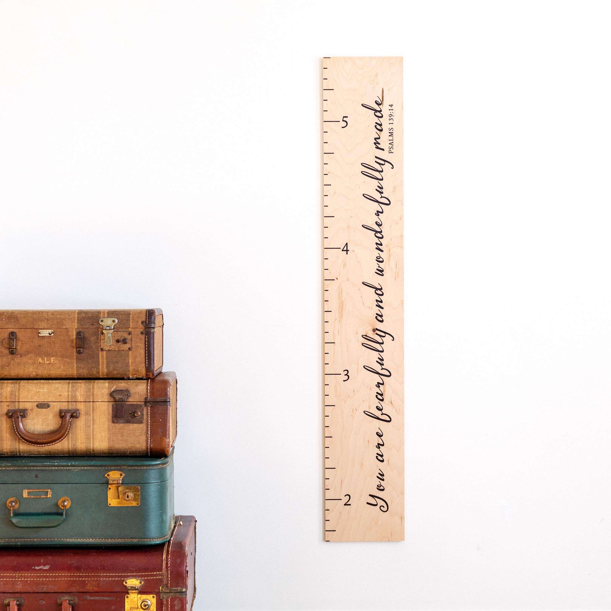 Growth Chart Art | Scripture Height Chart | Wood Growth Chart for Babies, Kids, Boys & Girls (Fearfully Wonderfully Made) 3