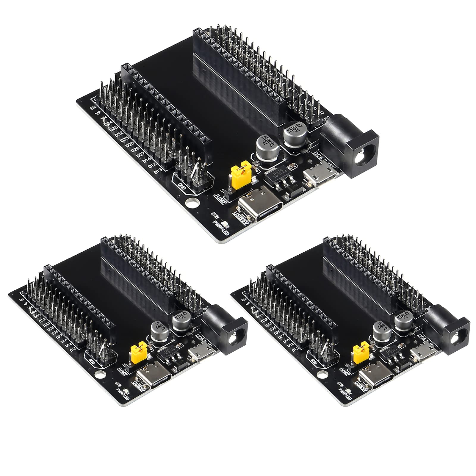 DORHEA 3Pcs ESP32 Development Board 30Pin Type-C Micro USB Dual Interface ESP32 Shield 30P Ultra-Low Power Dual Core ESP32-DevKitC-32 ESP-WROOM-32 ESP-32 ESP-32S Expansion Board 1