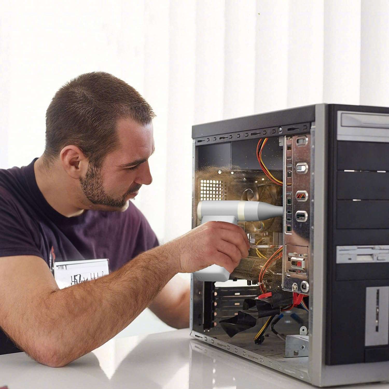 Unitedtime Turbo Fan Electric Duster Blower,10000 RPM Pocket-No Canned Air Duster Small Handheld Jet Fan for Computer Keyboard Cleaning,Hair Drying,Camping,Outdoors,Travel (White) 6