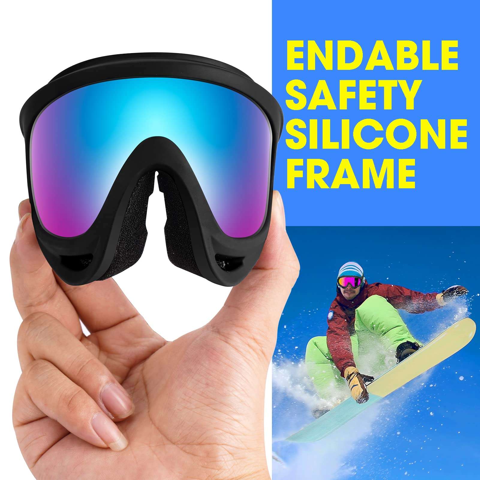 Braylin 2-Pack Kids Ski Goggles, Snowboard Goggles for Men, Women, Youth, Boys or Girls, Snowmobile Goggles 4