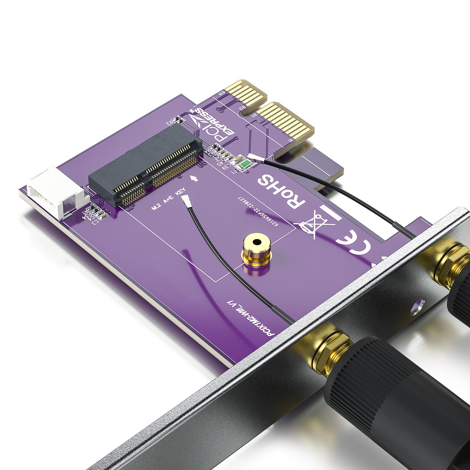 PCIe x1 to M.2 WiFi Bluetooth Adapter Card - Supports A+E Key NGFF Modules, Dual-Band 2.4GHz/5GHz with 2X 5dBi Antennas | Desktop Wireless Upgrade Solution 3