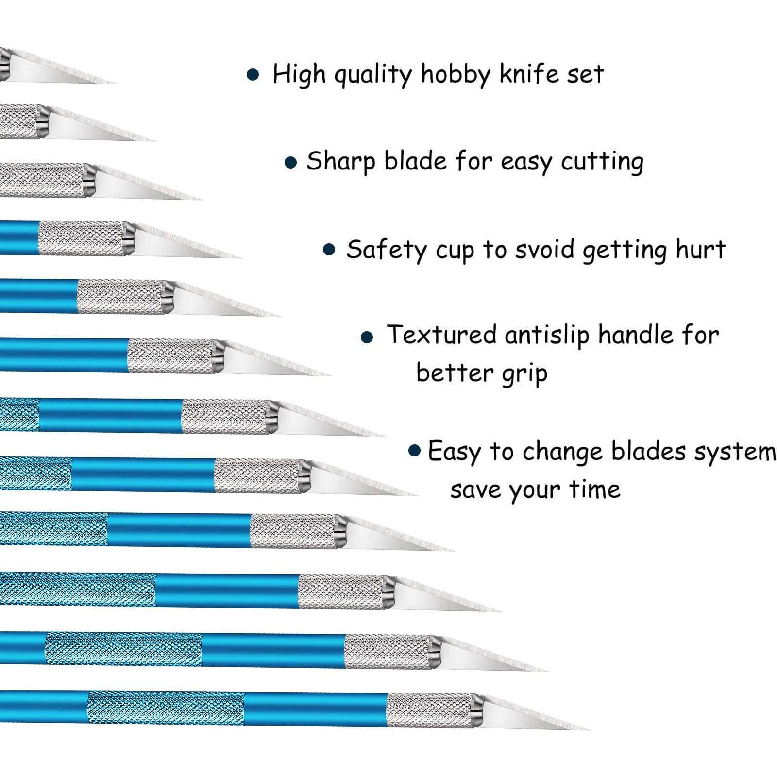 15 Packs Hobby Precision Knife Set, Stainless Steel Precision Cutter Refill Craft Knife for Phone Repair, Art, Hobby, Scrapbooking, Stencil(Blue) 4
