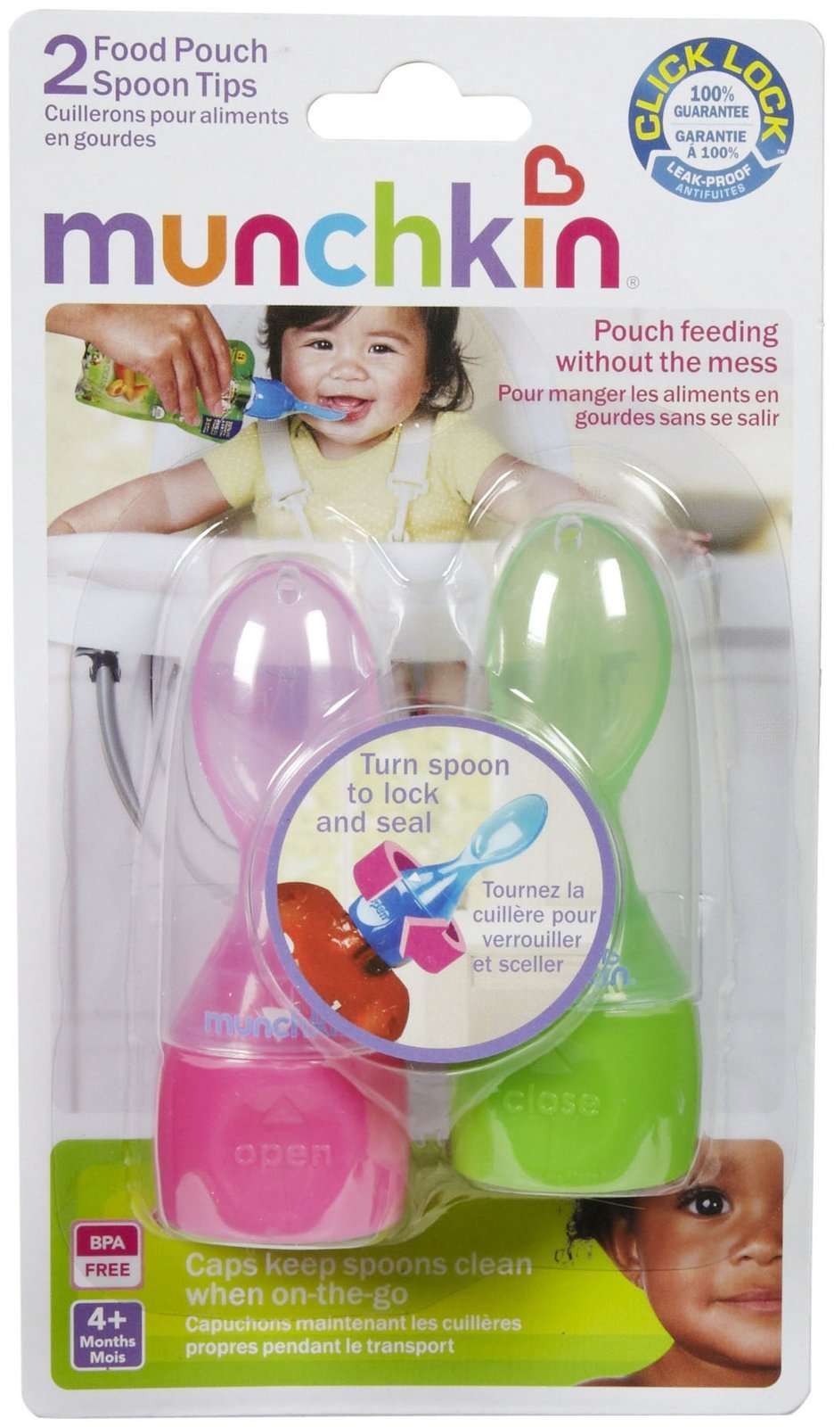 Munchkin Click Lock Food Pouch Spoon Tips - 2 Ea Colors May Vary 1
