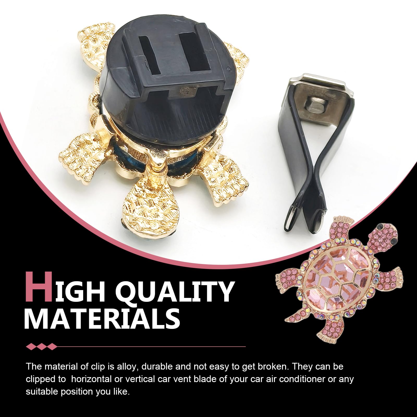 Culycey 2 PCS Sea Turtles Car Air Vent Clips, Bling Turtle Outlet Decor Clips, 2.2 x 1.4In Refillable Car Air Diffuser, Ocean Theme Automotive Decorations Interior (Pink) 6