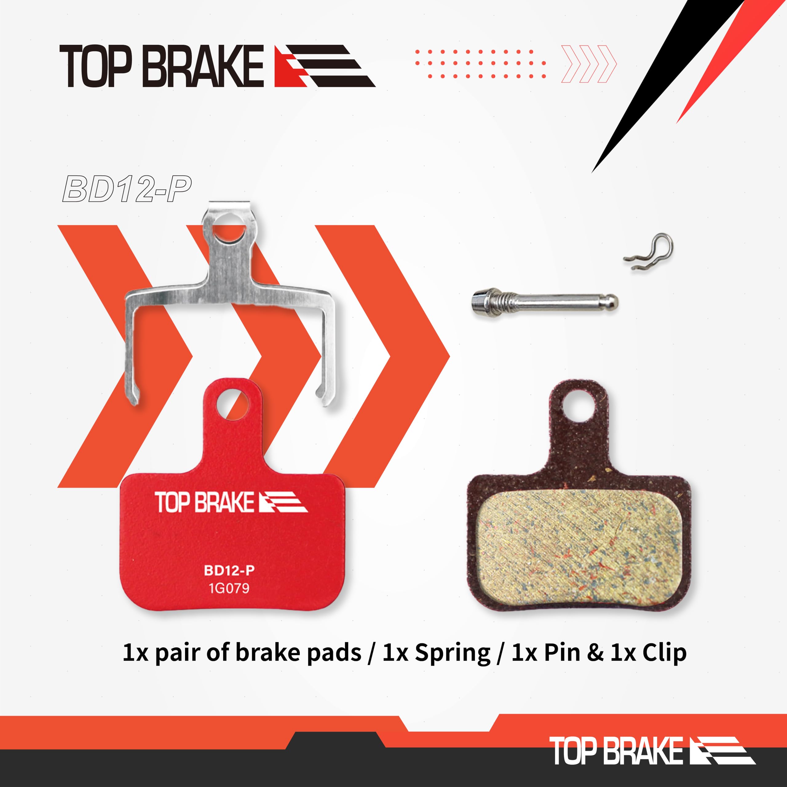 TOP BRAKE Disc Road Bike Brake Pads for SRAM Level Ultimate/Red/AXS Force Road and XC MTB Brake Set |Road Bike,Gravel MTB|Ceramic Compound,Silent Option,Performance Version, Red (PIN Included) 4