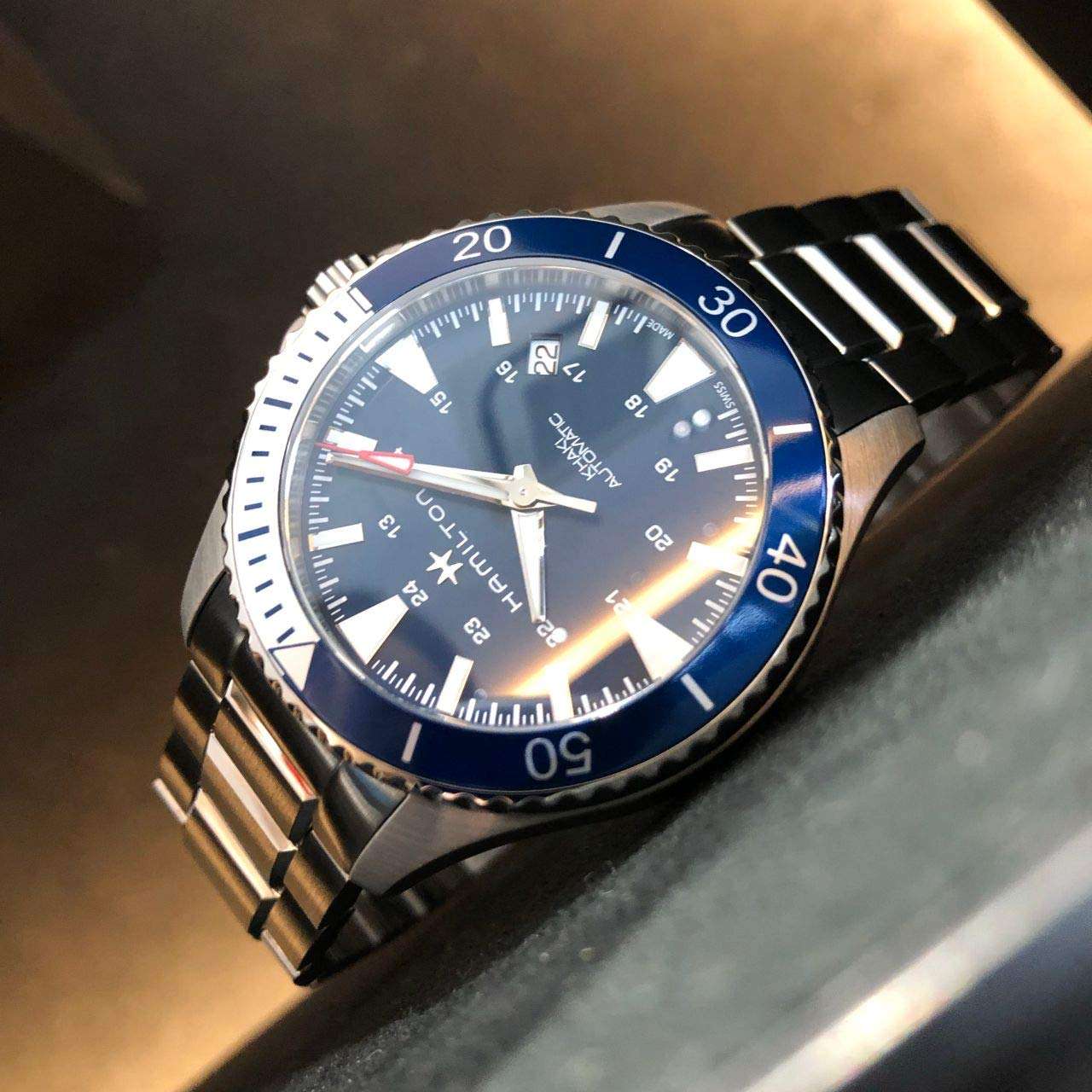 Hamilton Watch Khaki Navy Scuba Auto | Swiss Made | 40mm Stainless Steel Case | Blue Dial Analog Watch | Silver Stainless Steel Bracelet (Model: H82345141) 2