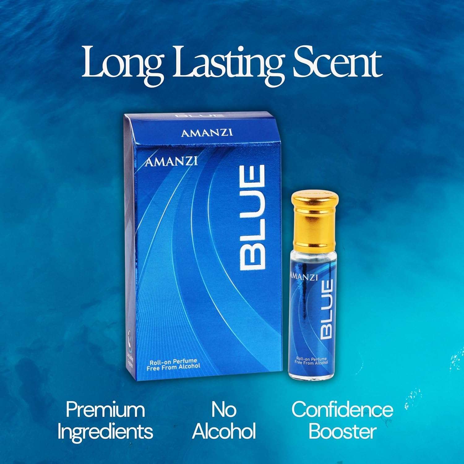 AMANZI - Blue - Attar - Long lasting Roll on Fragrance Oil Alcohol free – For Men and Women 3