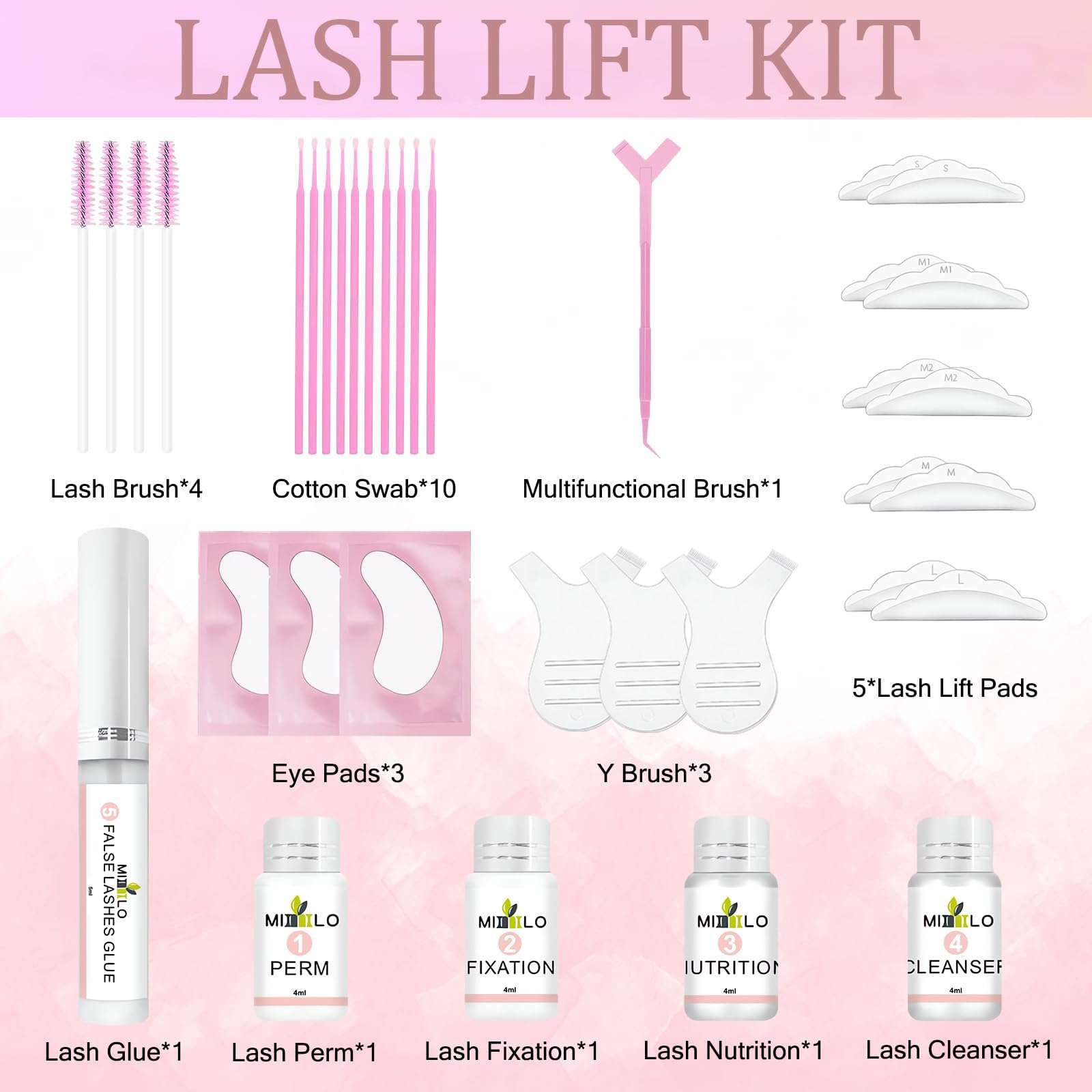 TULIYET Lash Lift Kit, Professional Eyelash Curling Lash Extension Set, Lash Extensions, Brow Lamination Kit, Long Lasting 6-8Weeks - Pink 4