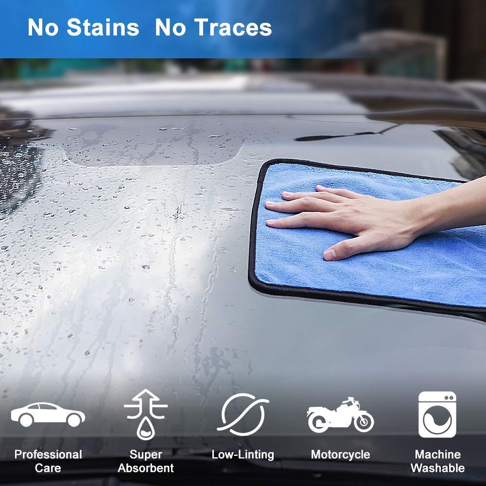 krisskross Microfiber Cleaning Cloth 800 GSM for Car & Motorbike- Pack of 3 (30 x 30 cm) for Home & Kitchen, Mobile, Laptop- Lint Free Dual Layer Ultra-Thick Super Absorbent Towel- Grey+Yellow 6
