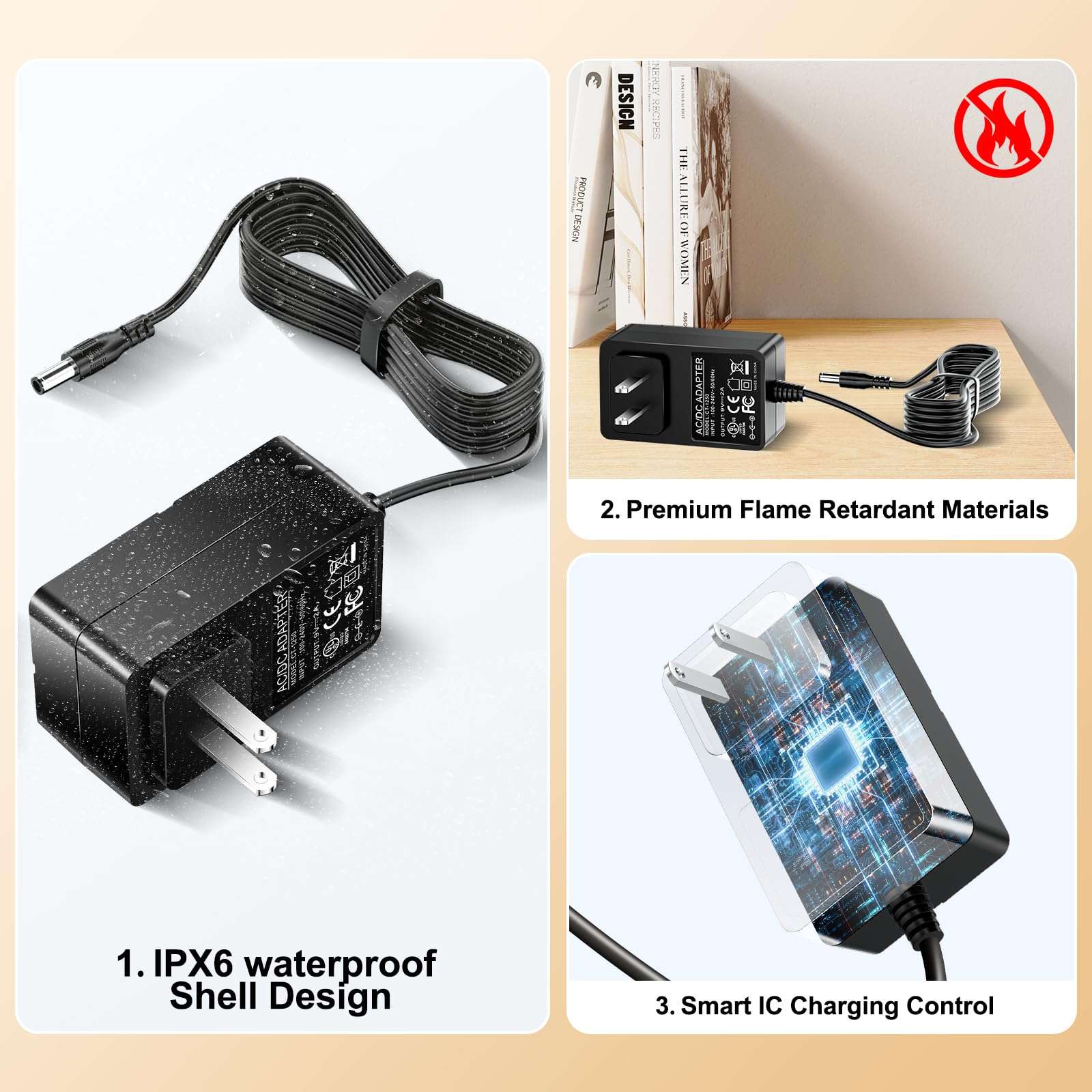 Charger for Schwinn 170 230 270 101 130 150 A10 A20 420 460 470 202 220 240 Stationary Bike Power Cord for Exercise Elliptical Replacement Upright Trainer Power Cord with 6Ft 6