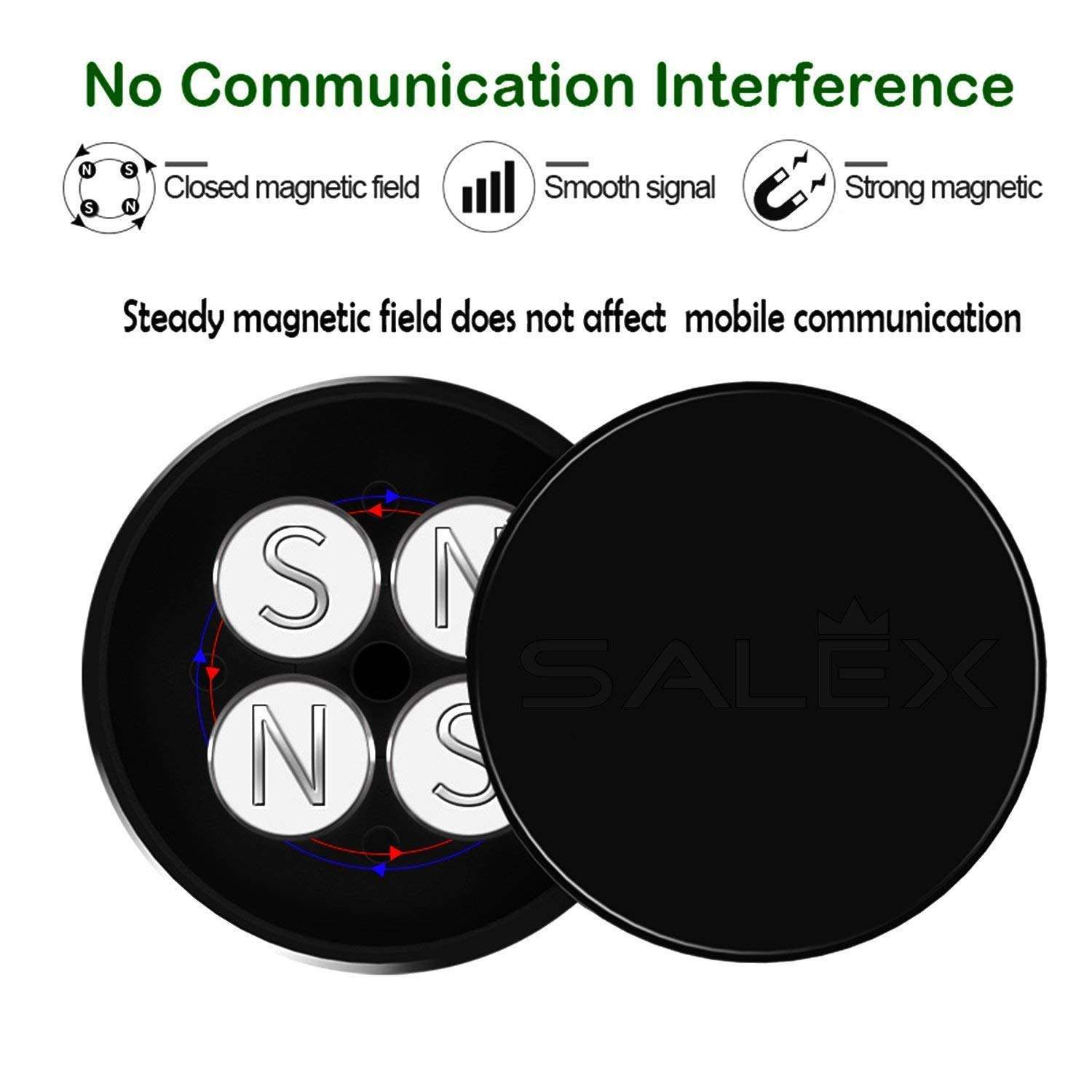 SALEX Flat Magnetic Mounts 3 Pack. Silver Cell Phone Holder Stick on Car Dashboard, Wall, Mirror, Truck, Desk. Universal Flat Magnet Kit for Mobile Devices, Tablets, Smartphones up to 13.3 Inches. 5