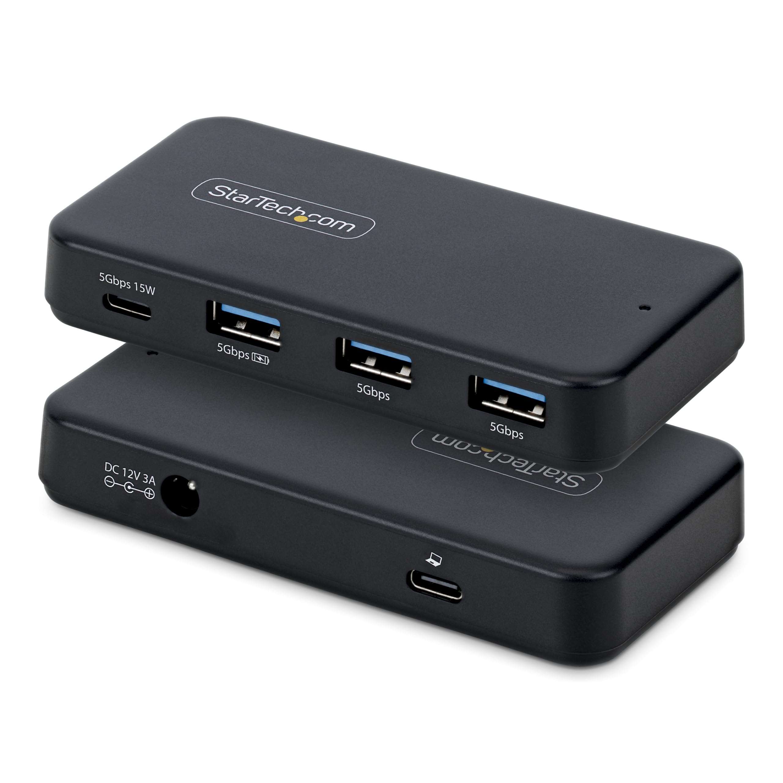 StarTech 4-Port USB-C and USB-A Hub, 5Gbps, Self-Powered, 2-in-1 Host Adapter Cable, 1x USB-C and 3X USB-A (1x BC 1.2), 36W Power Adapter Incl., MacBook and Windows 1