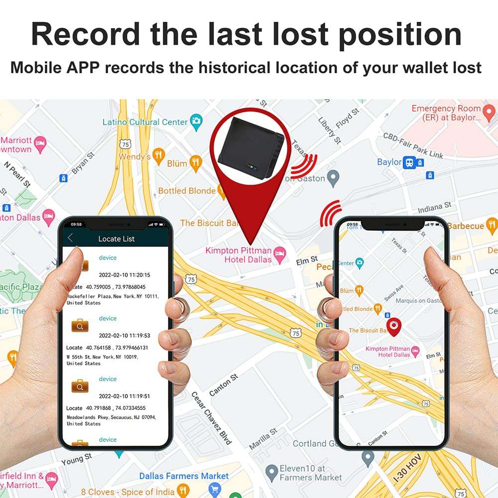 Anti-Lost Wallet Bluetooth Tracker, Position Record (Via Phone GPS), Bifold Cowhide Leather Men Wallets 2