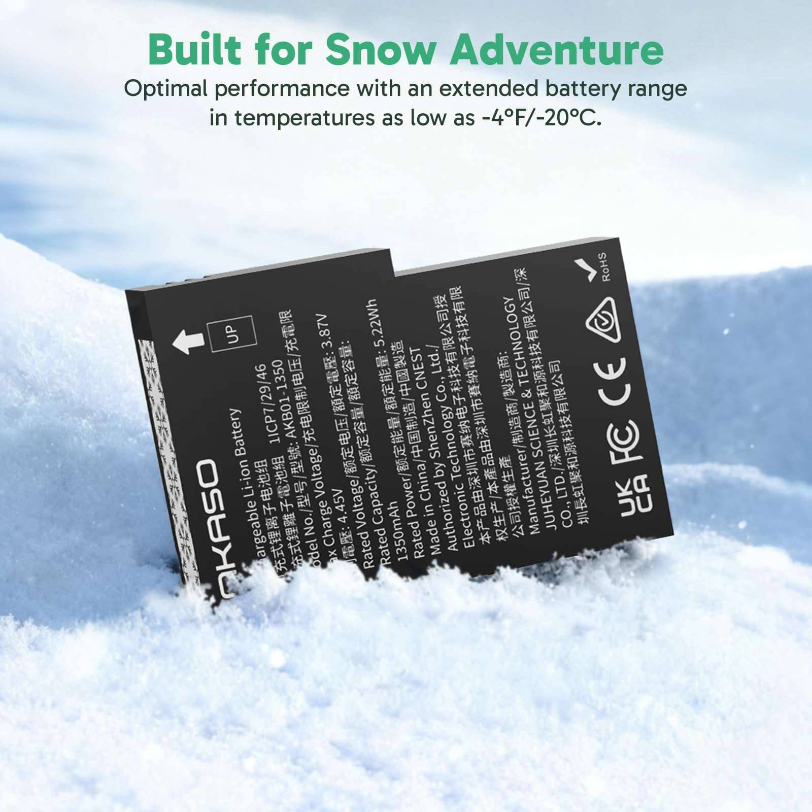 2 x 1350mAh Rechargeable Cold-Resistant Battery with 3-Channel Charger Case for AKASO 360 Camera, MicroSD Card Storage Slots 3