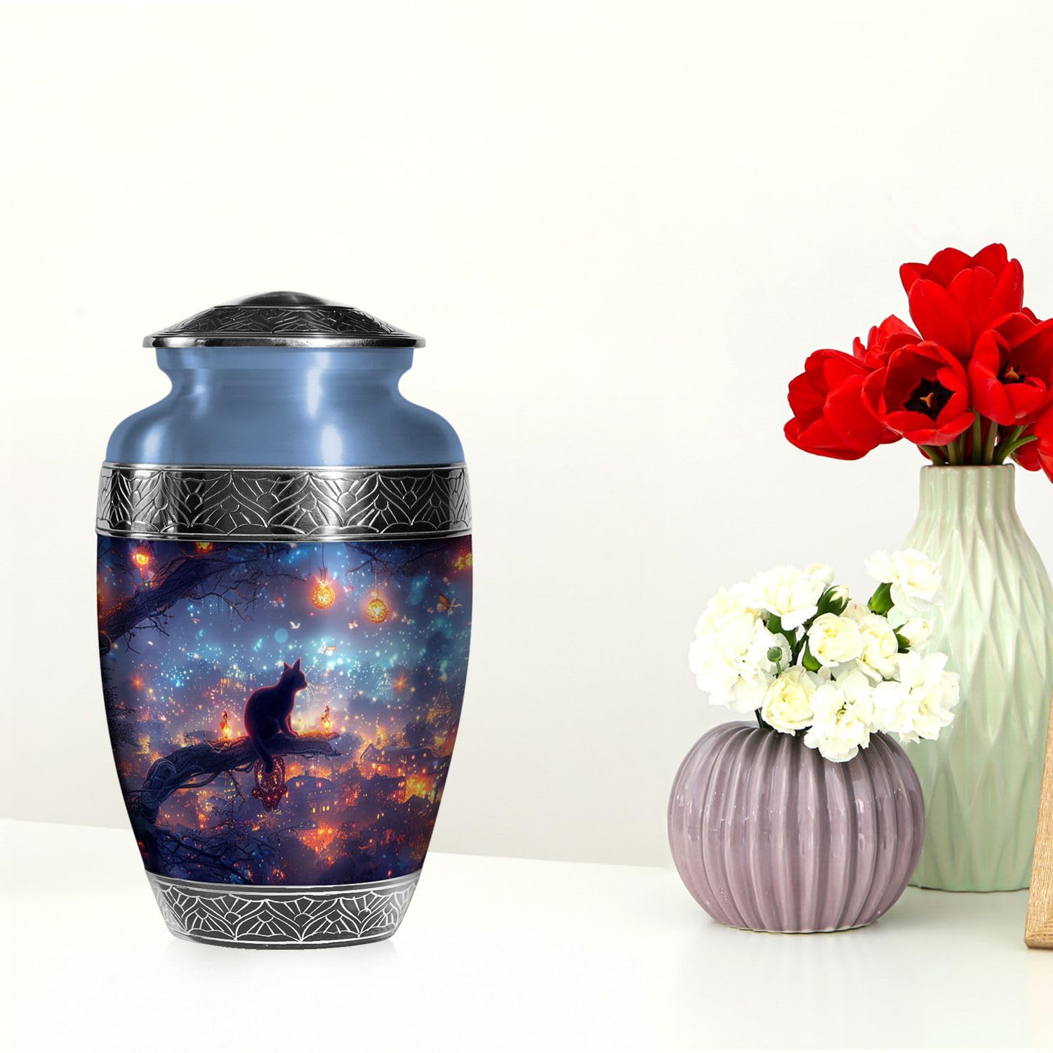 JAGSHASHI Cat Urn-Large Urn- Cremation Urns for Men - Urns for Human Ashes Adult Female - Urns for Ashes Adult Female Mother - Burial Urns for Ashes - Ashes Holder 5
