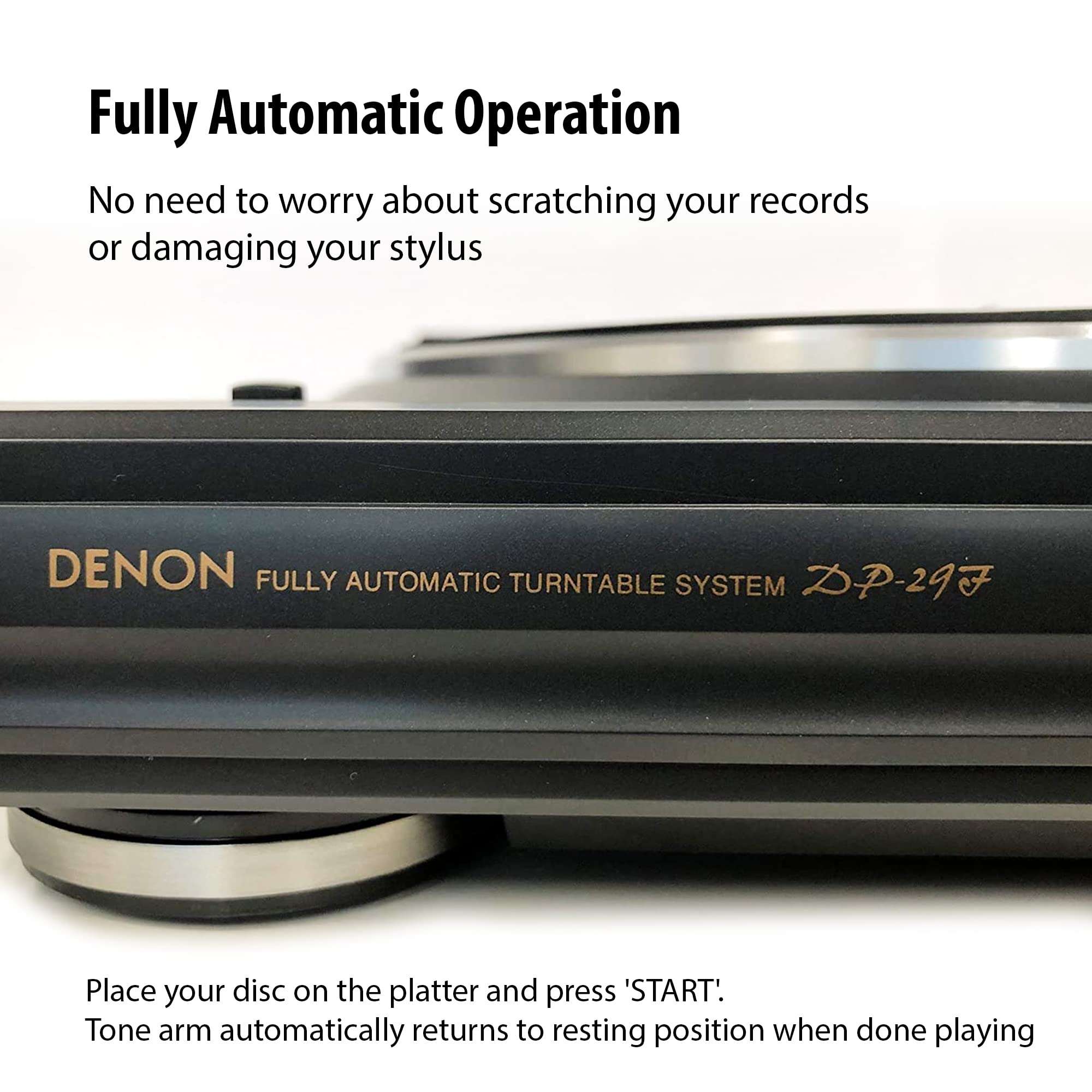 Denon DP-29F Fully Automatic Record Player, Analog Turntable with Built-in RIAA Phono Equalizer, Unique Automated Tonearm Design, Manual Lifter Mechanism, Rigid Diecast Aluminum for Stability 3
