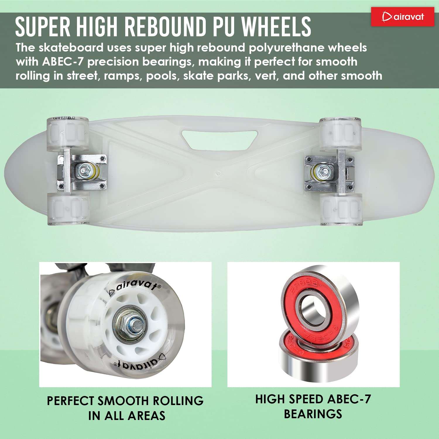 AIRAVAT Bionic Skateboard Made of ABS Plastic, Aluminium, Fibre & PU Wheel with Weight Capacity Upto 65Kg 4