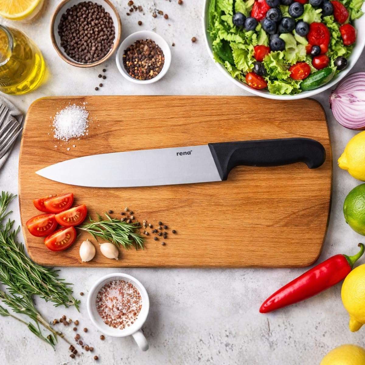Rena Stainless Steel Chef Knife 210 mm Professional Kitchen Knife, Premium & Sharp Heavy Duty Multipurpose Cooking Knife for Slicing & Chopping Meat, Fish, Vegetables with Ergonimic Handle 4