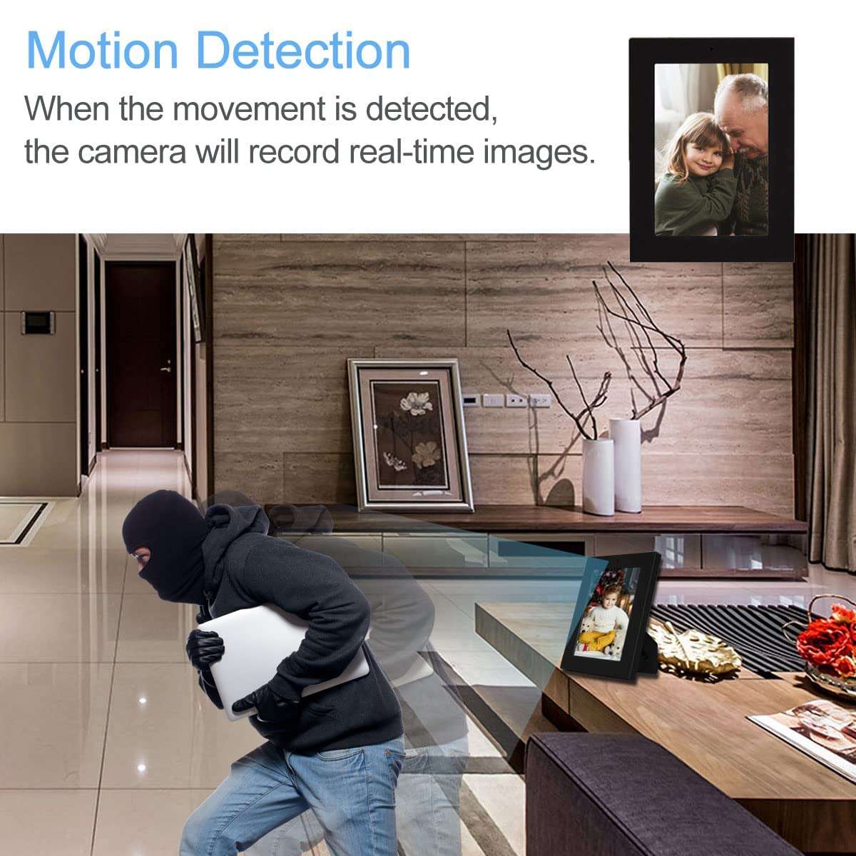 YPT Hidden Photo Frame Camera, 1080P HD Pet Baby Monitor, Spy Mini Camera with Motion Detection, Wireless Video Recorder for Home and Office, No Wi-Fi Needed, No Audio 3