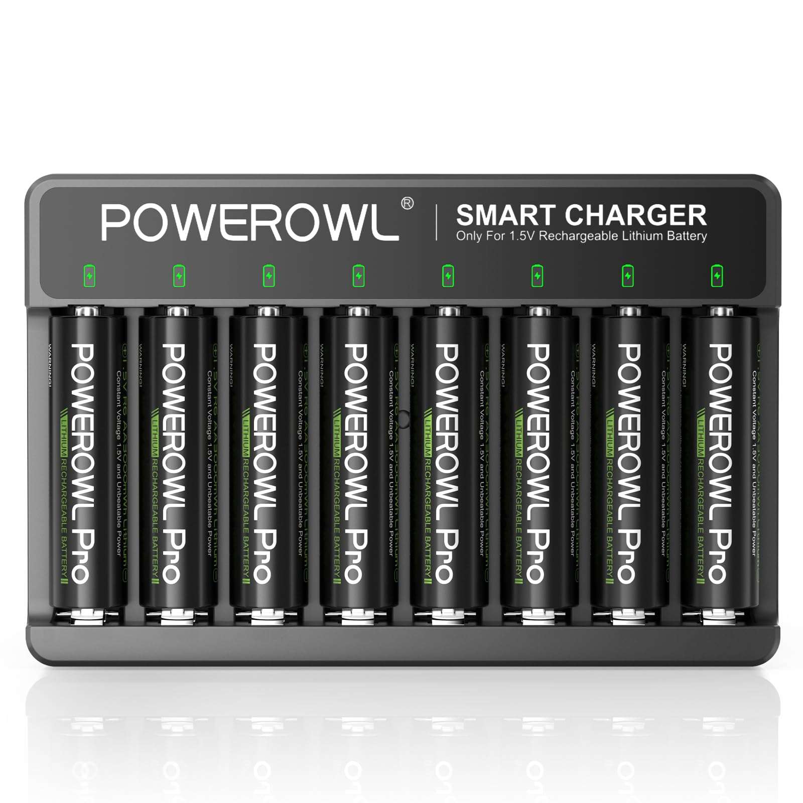 POWEROWL Rechargeable Lithium AA Batteries with Charger, 1.5V Stable Output 3600mWh Double A Battery 8 Pack for Blink Outdoor Camera 1