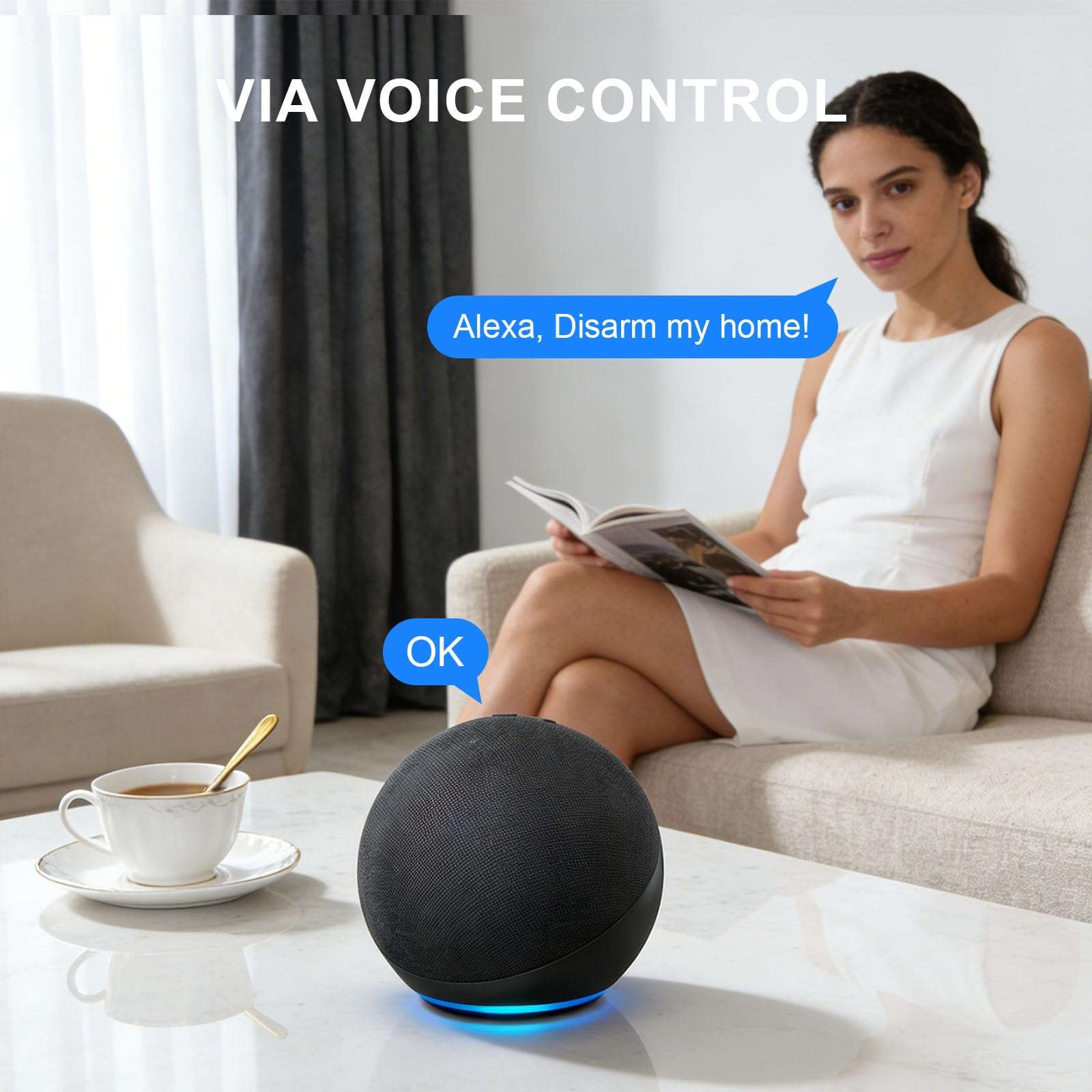 Door and Window Alarms for Home,No Hub NO Monthly Fee Door Alarms for Kids Safety,WiFi-Connected for Smart Life or Tuya APP Control,Compatible with Alexa,Easy to Install,Long Battery Life 5