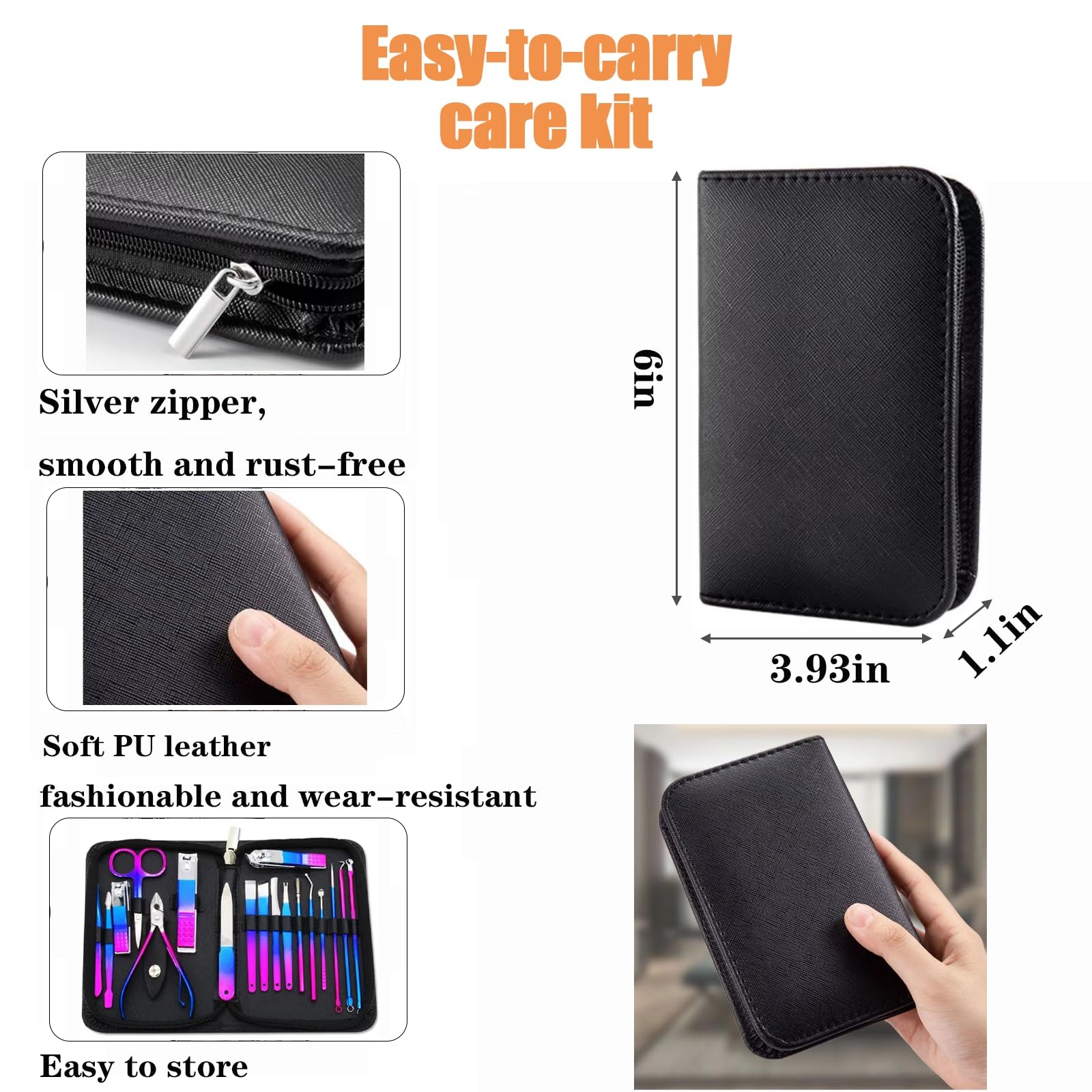 Tuefuzy 18 in 1 Stainless Steel Nail Manicure Set, Nail Care Kit, Manicure Kit, Womens Mens Grooming Kit, Professional Nail Clipper Set 2