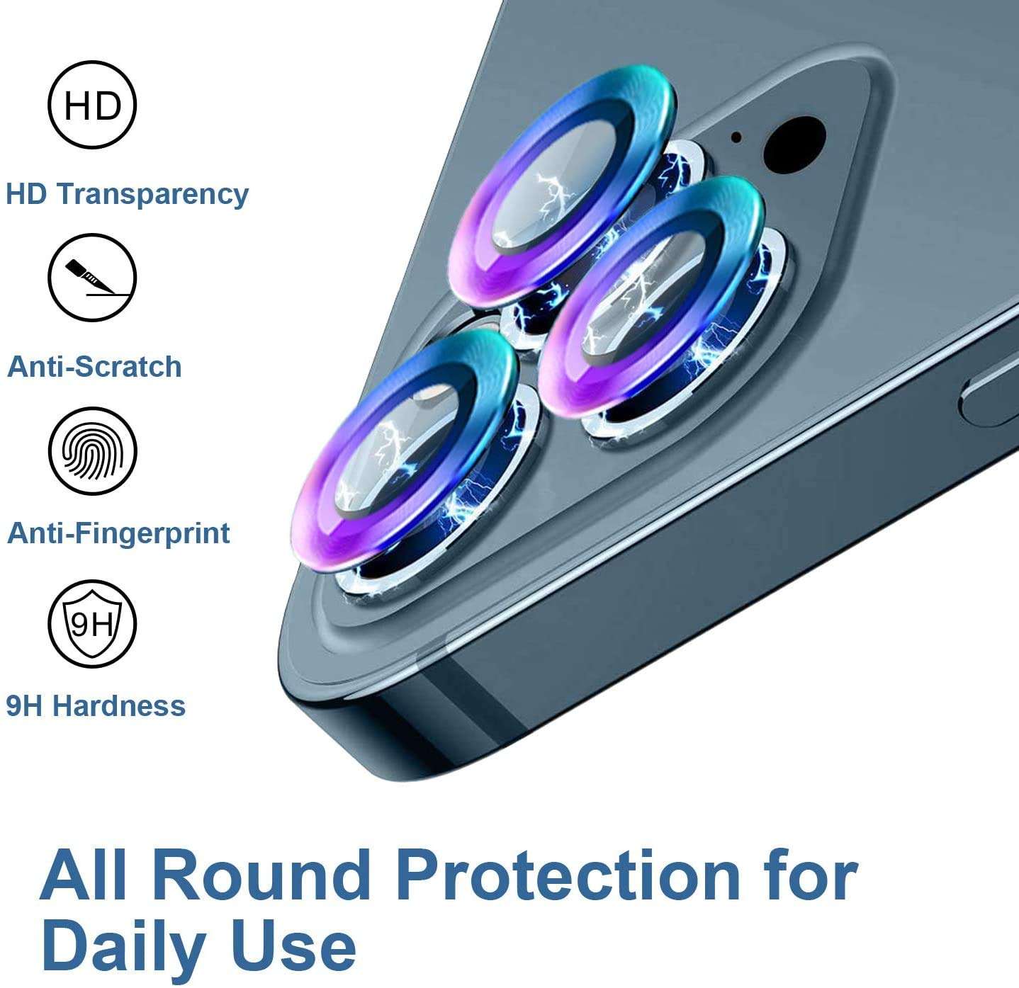 LOXXO® Camera Lens Screen Protector Designed for iPhone 11 (6.1) Camera Protection Tempered Glass,High Definition Anti-Scratch/Dust (iPhone 11, Rainbow) 6