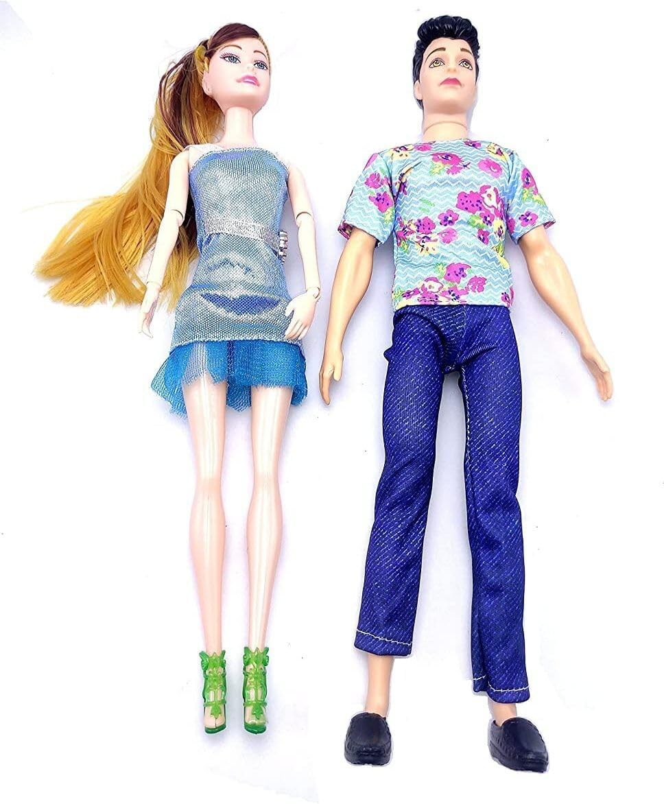 Barodian's Couple Doll Set - Beautiful Boy & Girl Figurines, Multicolor Plastic Dolls for Kids, He Decor 1