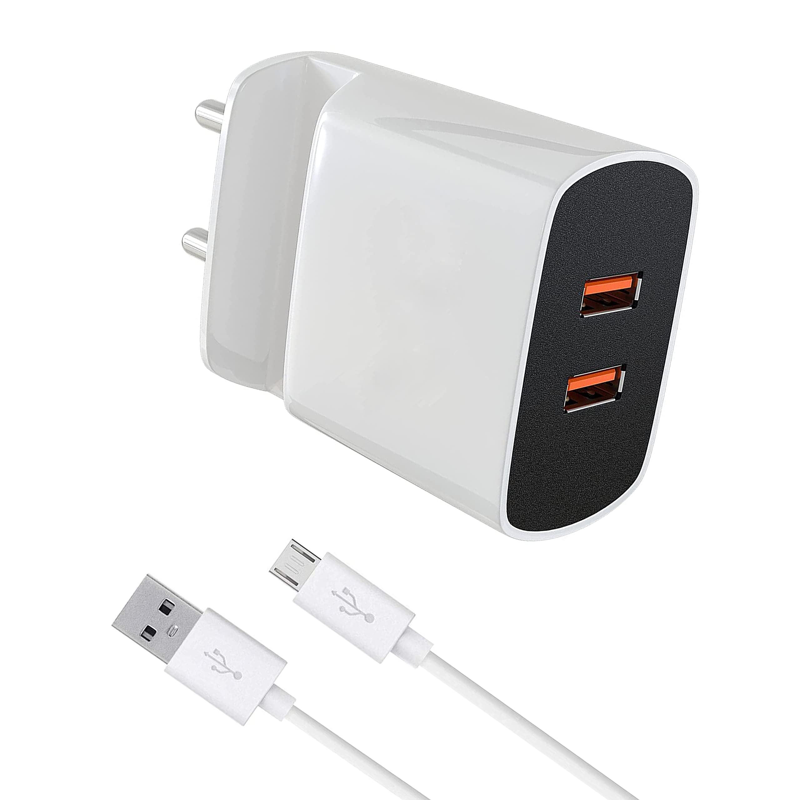 Fast Charger For Coolpad Dazen Note3 Original Dual Port Charge 3.4Amp Mobile Charger with Inbuilt Mobile Stand, Dual USB Ports, Free Micro-V8 Cable, Smart Protection System,Fast Charging & Data Transfer,Elements LED Indicator & Slot Holder KS2 (Charger Adapter With Mobile Stand , White) 1