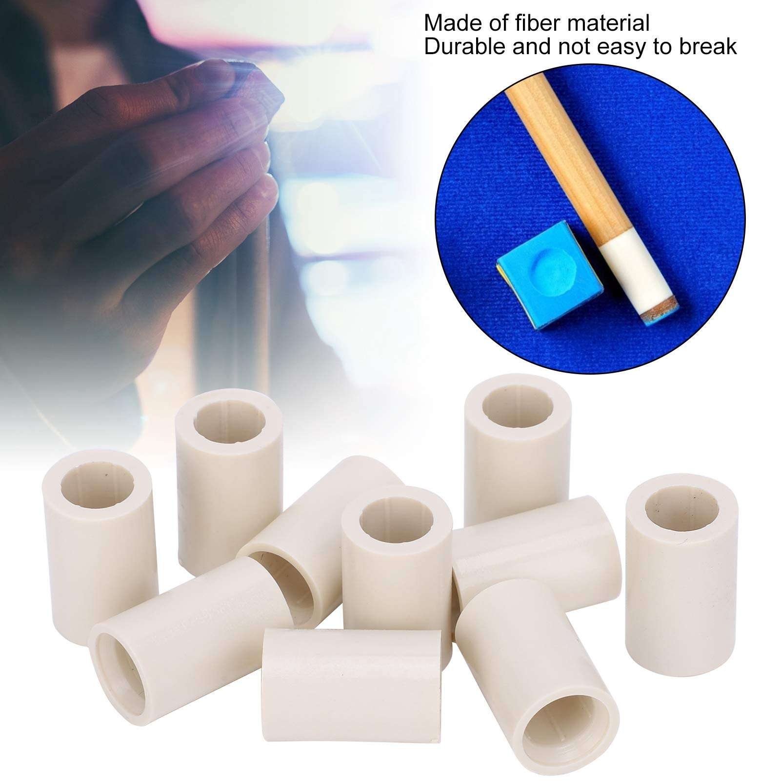 Yunir 40 Pcs Billiard Cue Ferrules, 40 Pcs Cue White Ferrules White Fiber Stick Rod Repairing Tool 12mm/0.5in Outer Diameter(0.8 inch, 12mm) 6