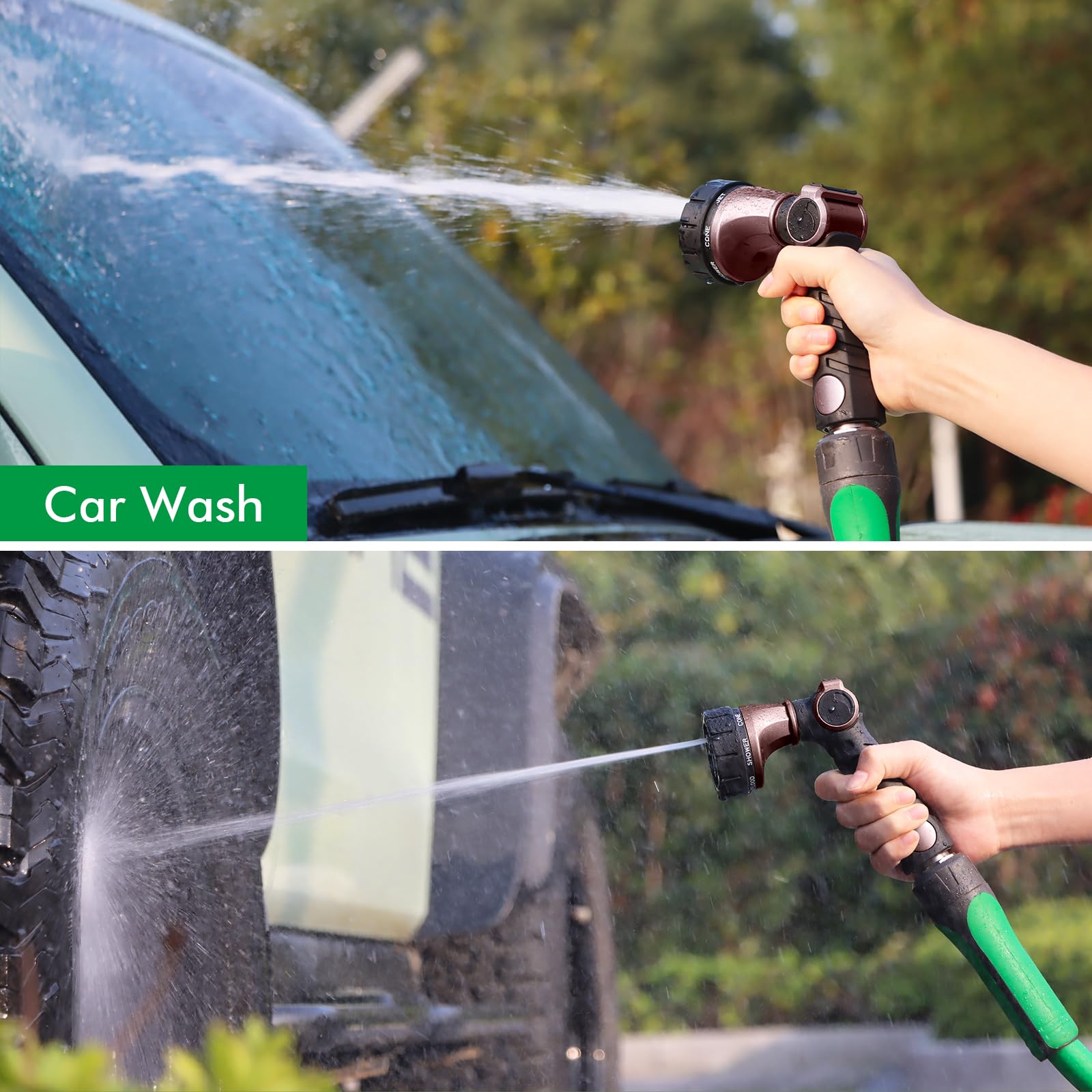 RESTMO Hose Nozzle with Easy Self-Lock Trigger, Heavy Duty Metal Water Hose Sprayer with Thumb Control, On/Off Valve, Ideal for Outdoor Lawn & Garden Watering, Car & Pet Washing 4