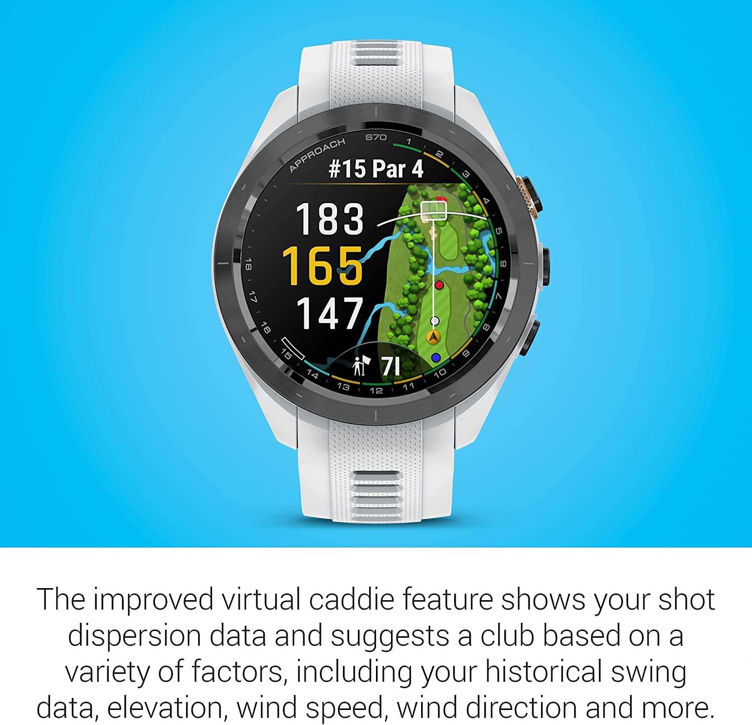 Garmin Approach S70, 42mm, Premium GPS Golf Watch, White with Charging Stand, Car & Wall Adapters and Cleaning Kit 6