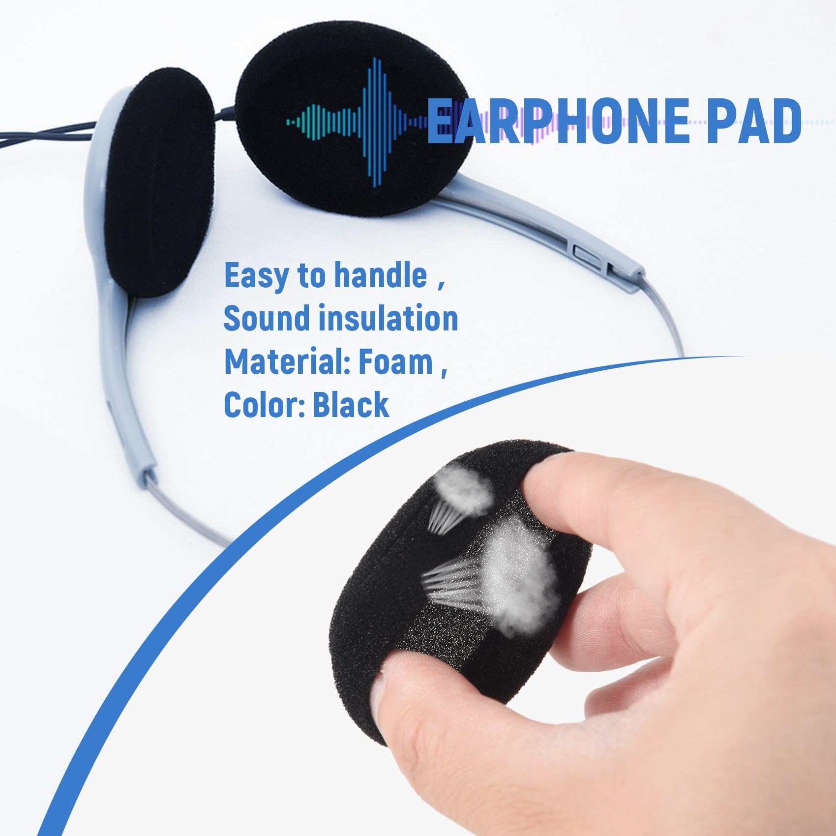 Beuiouer 4 Pair 55mm Replacement Earphone Pad Covers for Headset Headphone Black, 064333 4