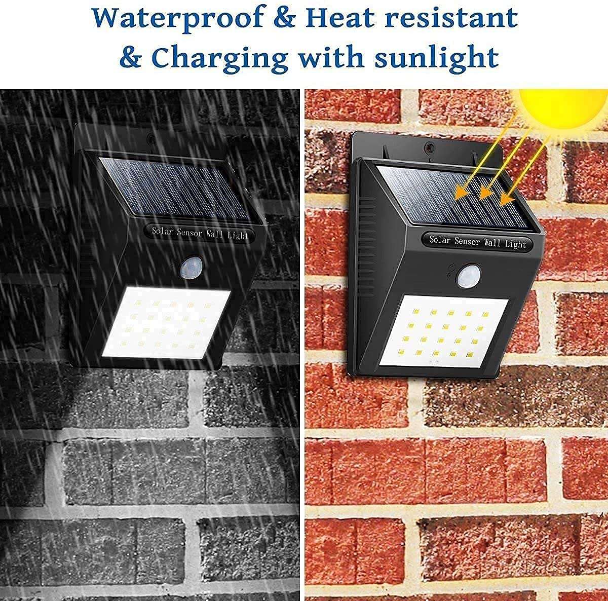 FOZZBEE 20 LED Solar Wall Lamp Outdoor Waterproof Motion Sensor Lights Garden Yard Garage Led Energy Saving Solar Light Motion Sensor Light (Pack of 2 3