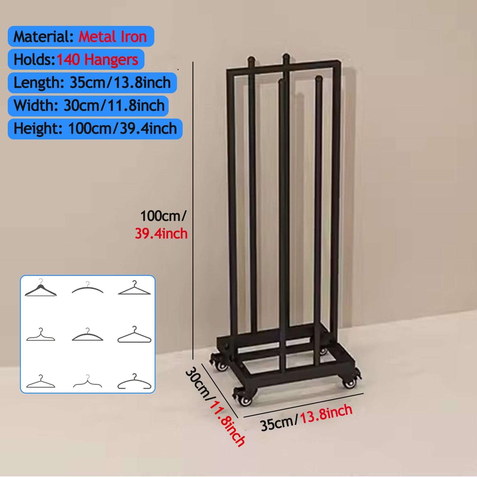 Hanger Stacker Organizer Stand Black 39 50 Inch Tall, Closet Metal Clothes Hanger Storage Rack Holder Space Saver, for Laundry Room Closet Dry Cleaning Room (Siz 4
