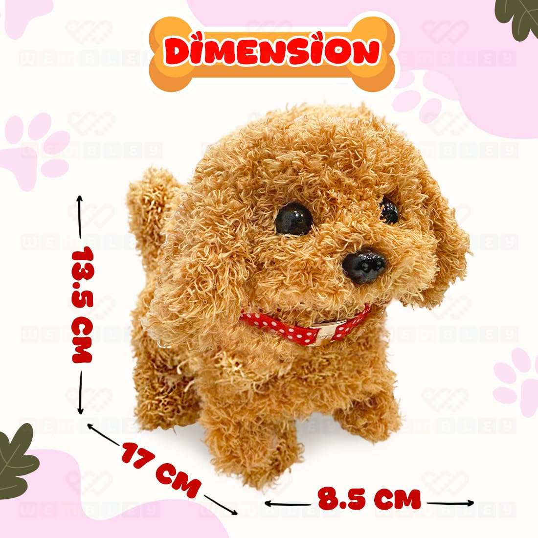 Wembley Cute Plush Puppy Toy| Soft & Interactive Battery Operated Toy| Walking, Barking & Jumping Pup for Kids| Tail Wagging Cute Realistic Pet| Birthday Gift for Babies (Brown) 3