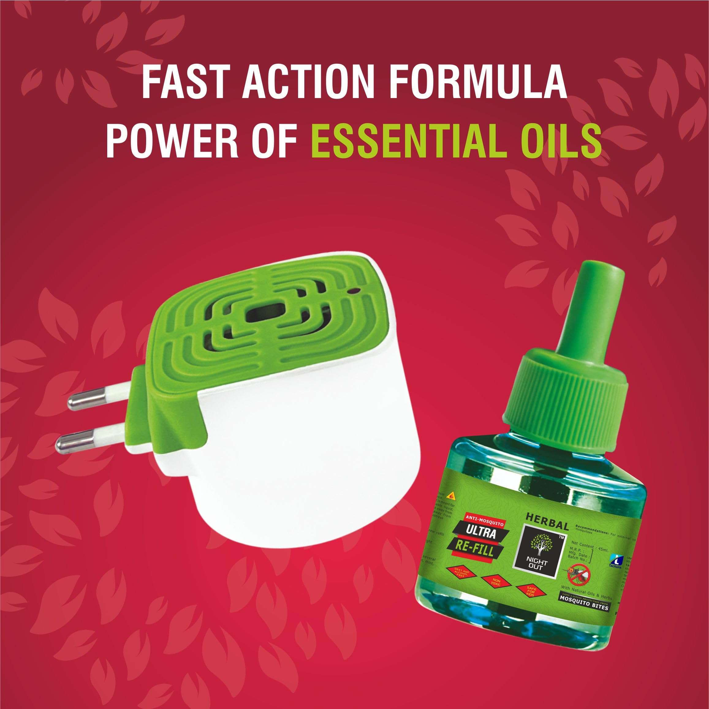 Night Out Herbal-Anti Mosquito-Ultra Refill Without Repellent Machine, Ultra Liquid Power, Long-Lasting Protective Action Against Insect Bites - Pack of 100 Combo (45ml Each) 5